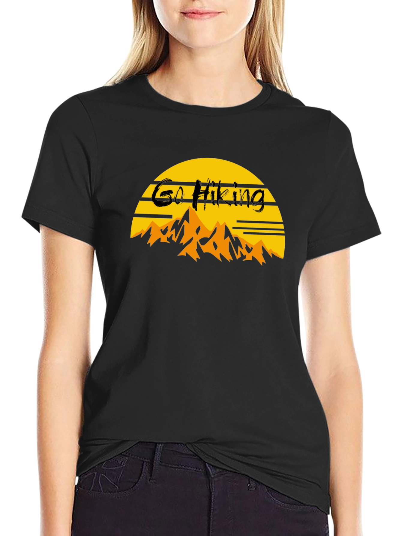 Go Hiking Black T-Shirt - Nature Adventure Tee