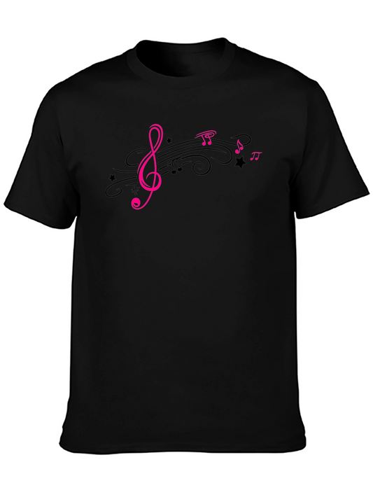 Music Lovers Tee - Pink Treble Clef Design