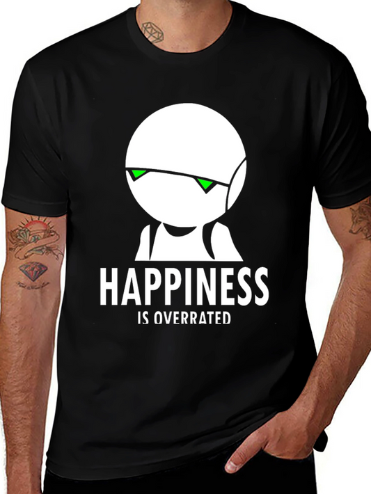 Happiness Is Overrated Black Graphic T-Shirt