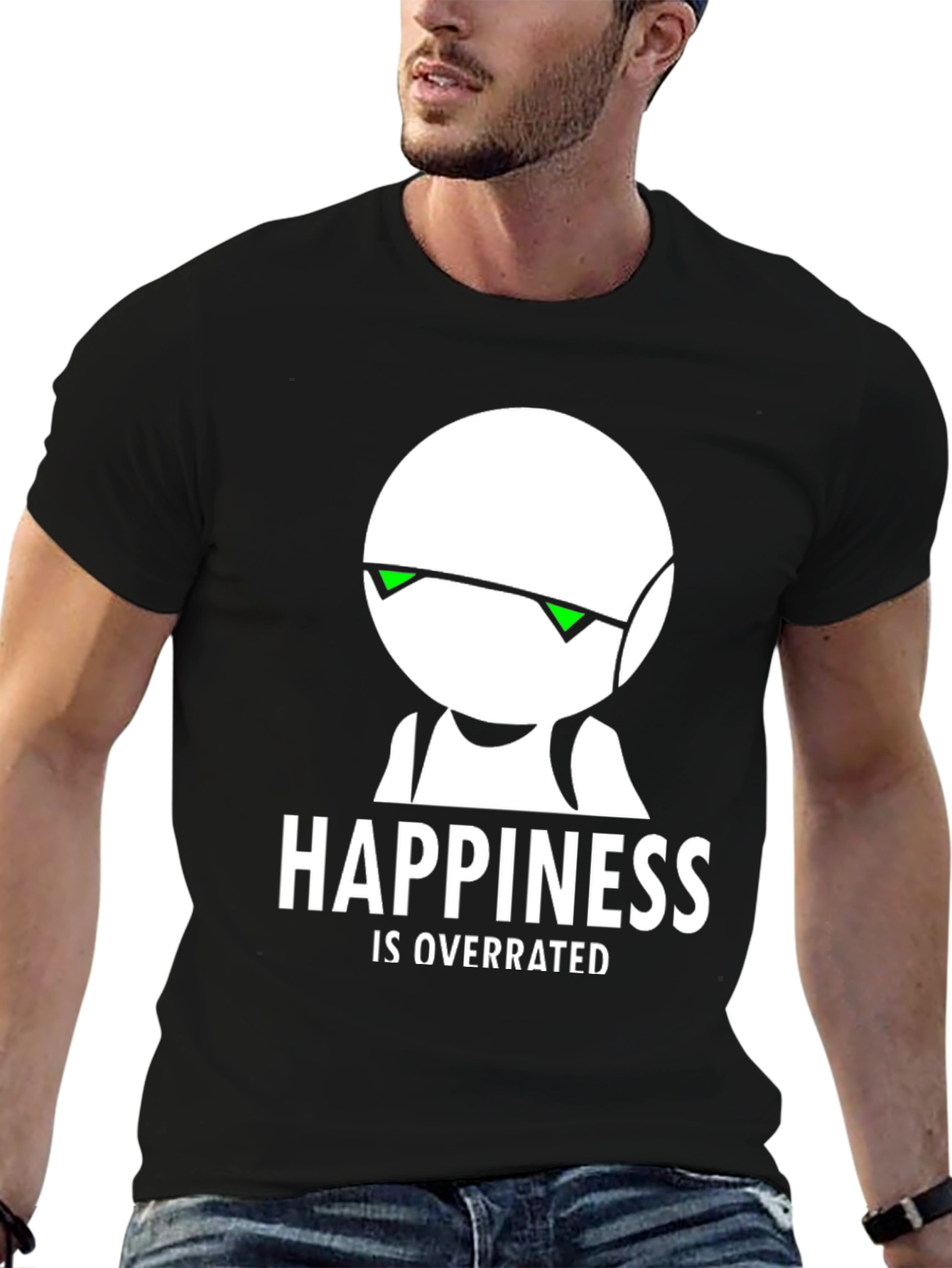 Happiness Is Overrated Black Graphic T-Shirt