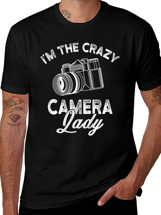 Crazy Camera Lady Black T-Shirt