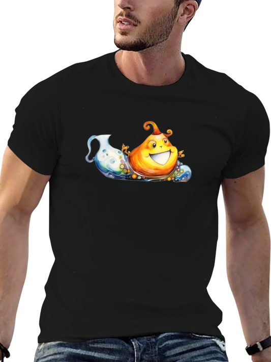 Fun Cartoon Pear on Black Tee