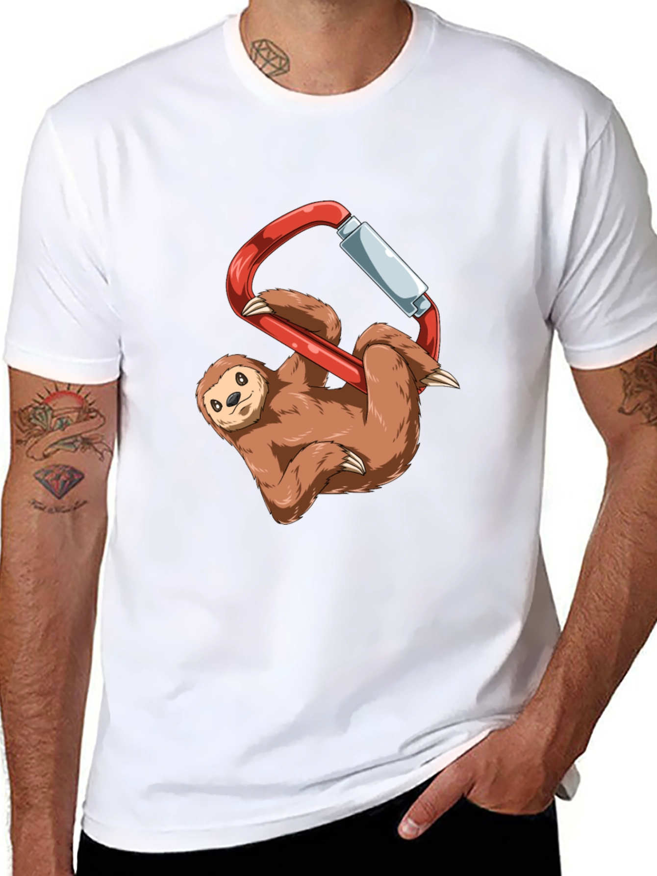 Sloth Climbing Carabiner Graphic T-Shirt