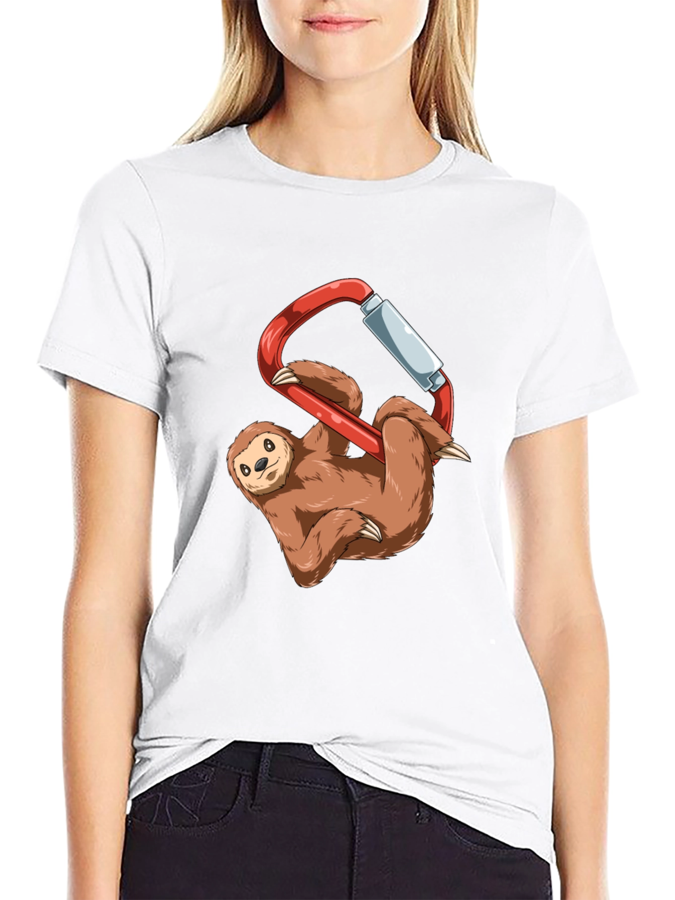 Sloth Climbing Carabiner Graphic T-Shirt