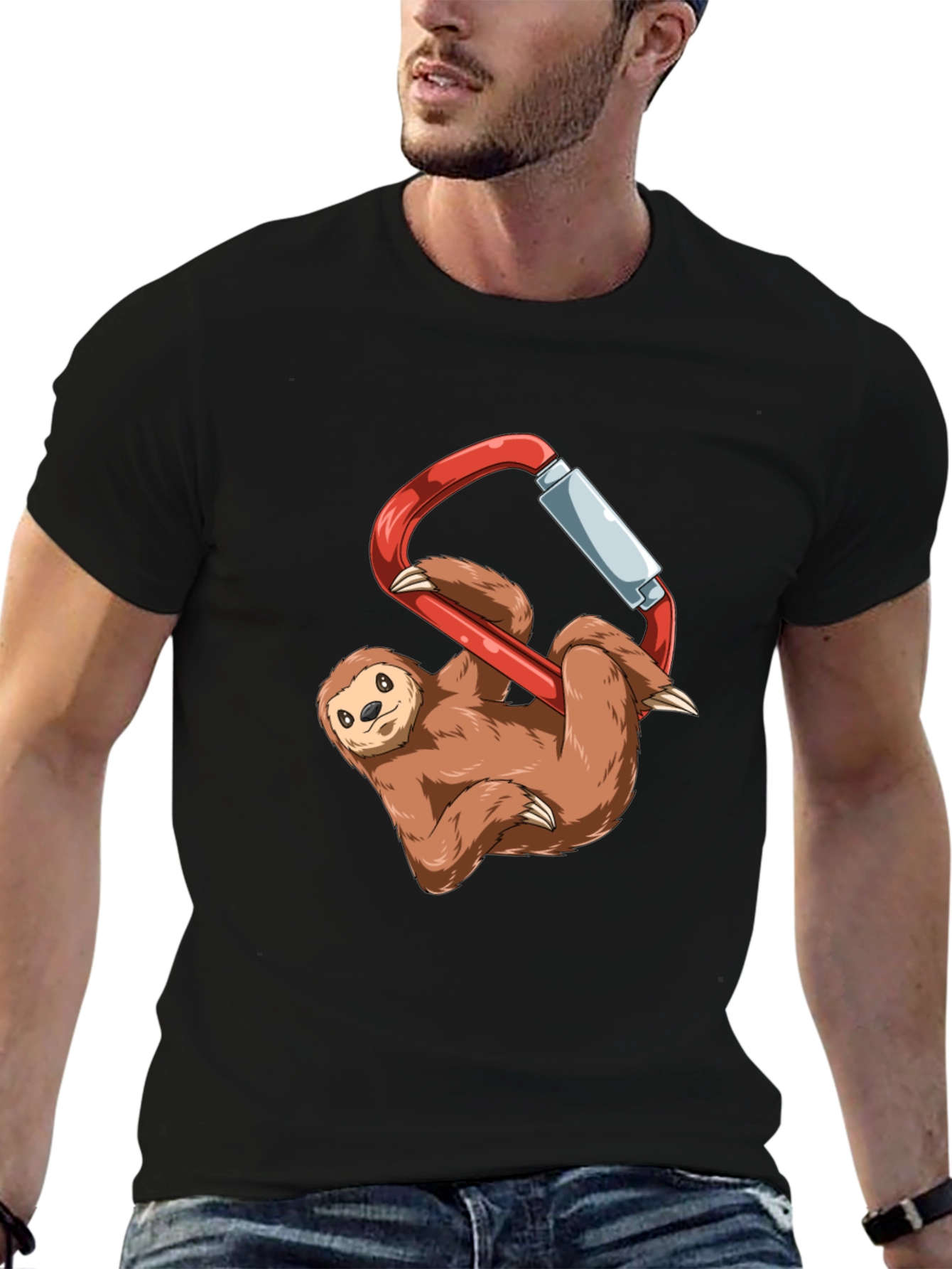 Sloth Climbing Carabiner Graphic T-Shirt