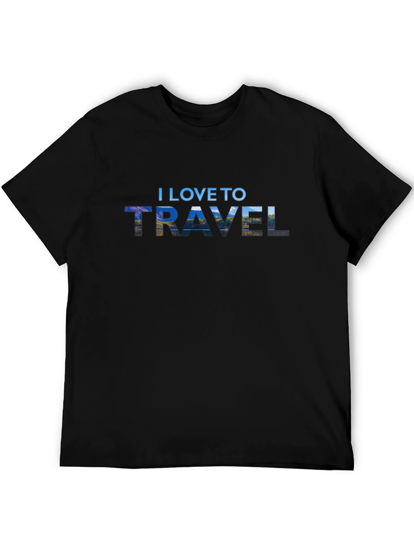 I Love to Travel Graphic T-Shirt - Black