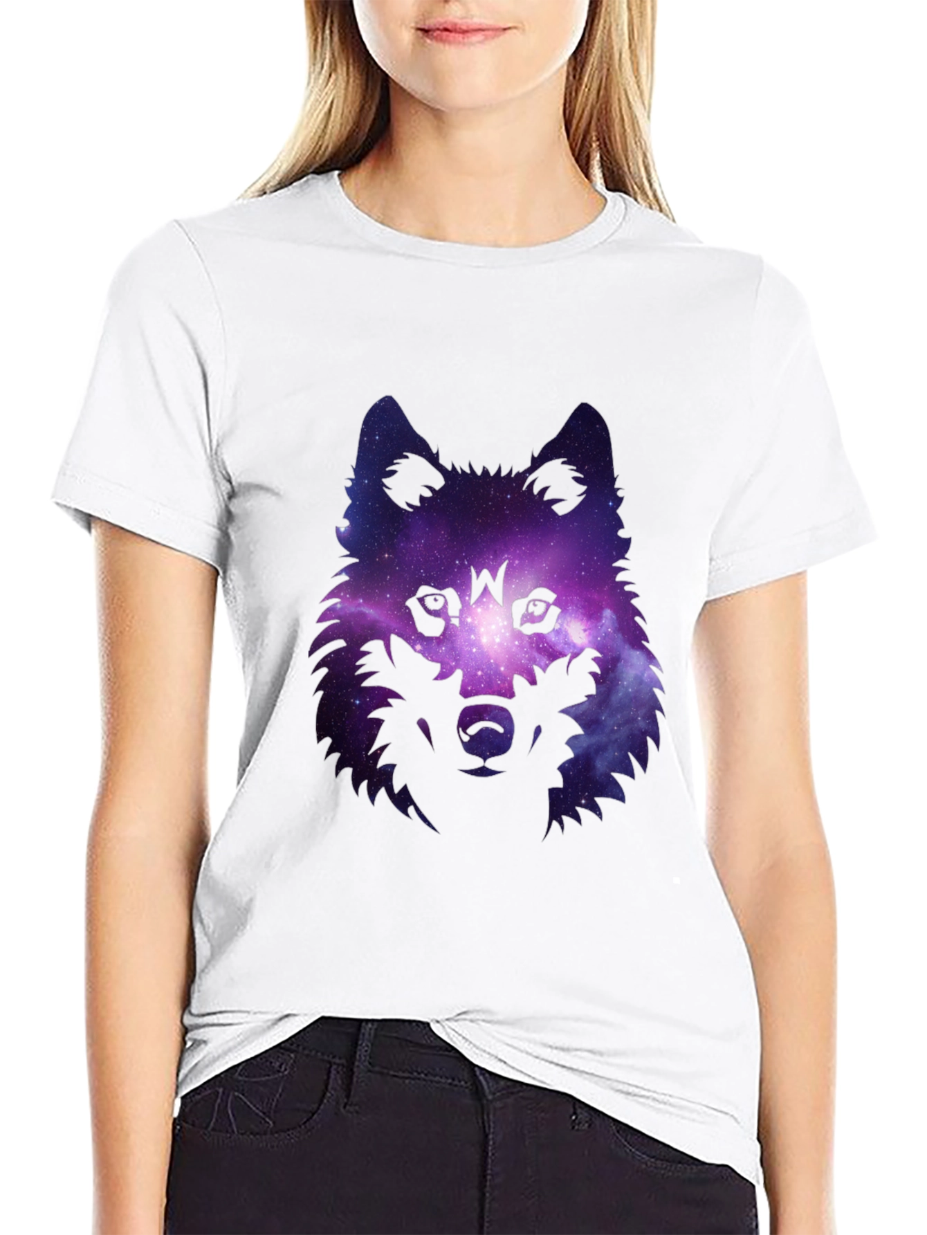 Galaxy Wolf Graphic Tee - Stylish Mens Black T-Shirt