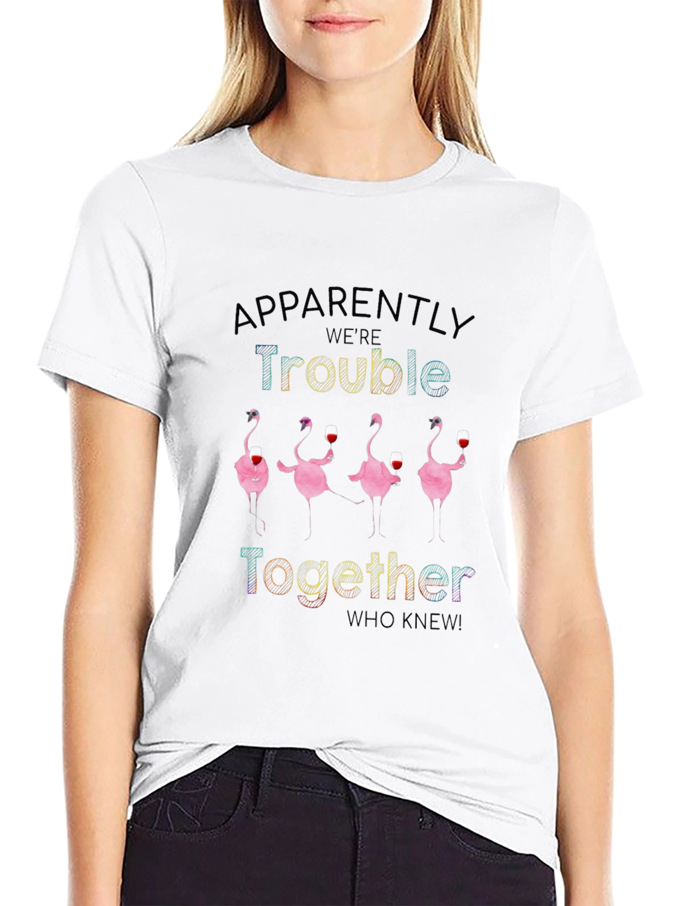 Funny Flamingo Trouble Together T-Shirt