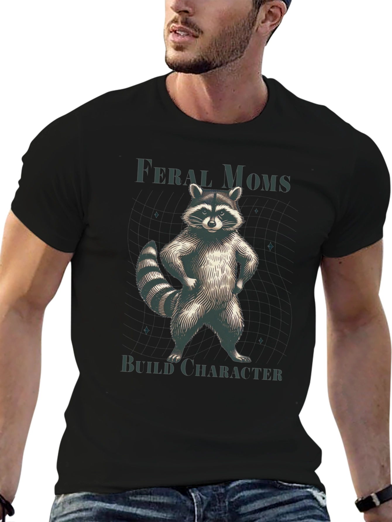 Feral Moms Build Character Raccoon T-Shirt