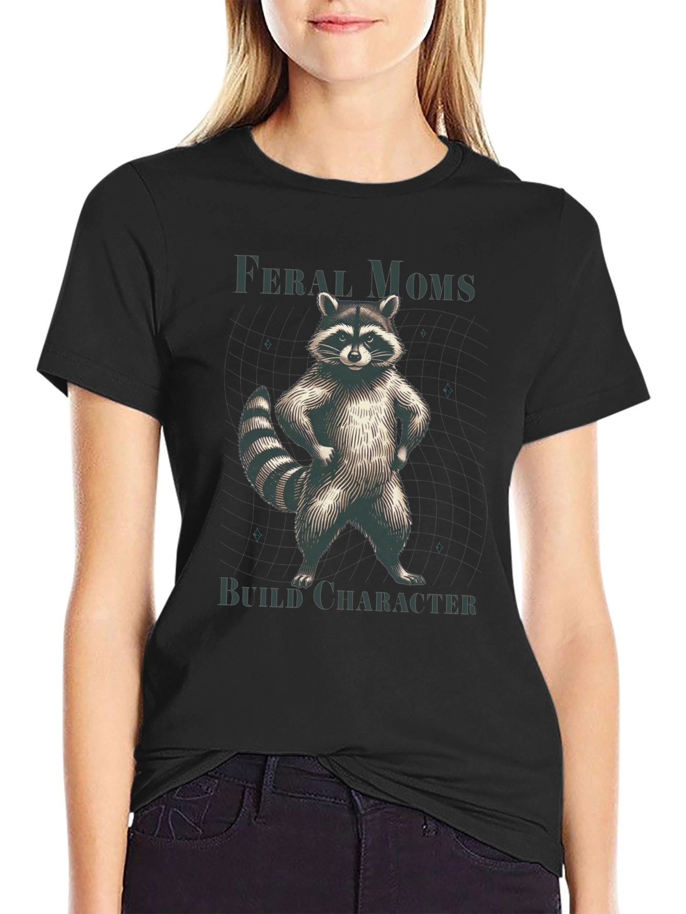 Feral Moms Build Character Raccoon T-Shirt