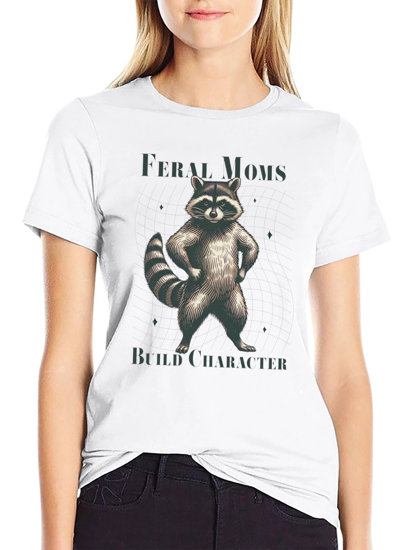 Feral Moms Build Character Raccoon T-Shirt