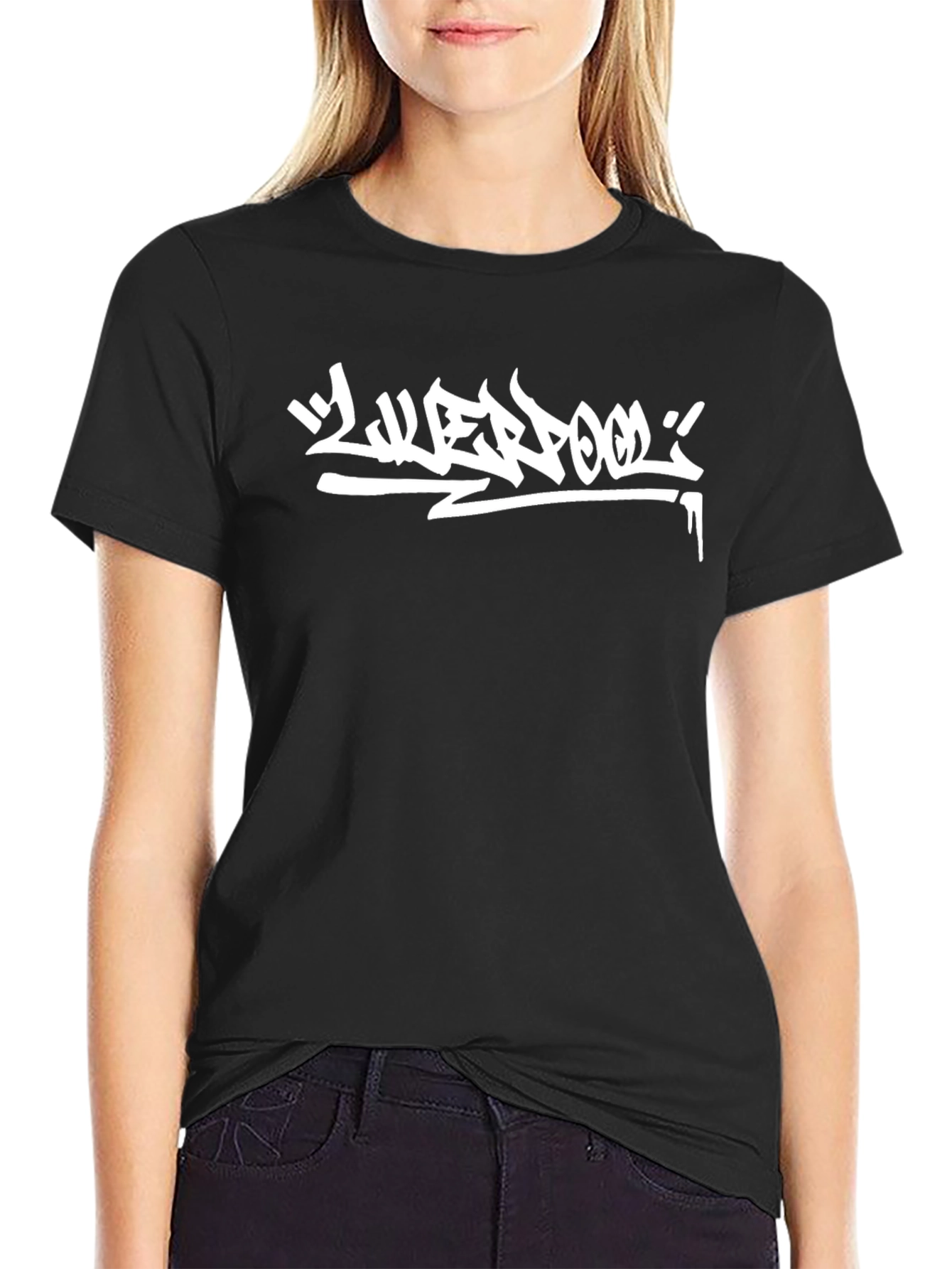 Liverpool Graffiti Style Black T-Shirt