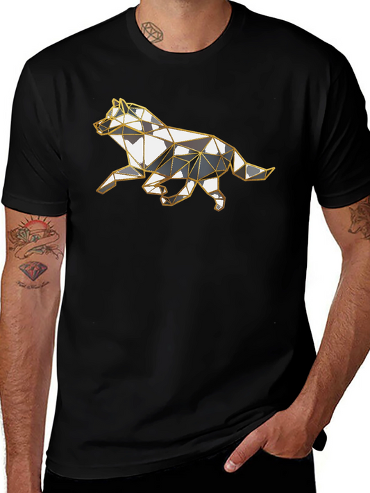Geometric Wolf Graphic Tee - Stylish Animal Design