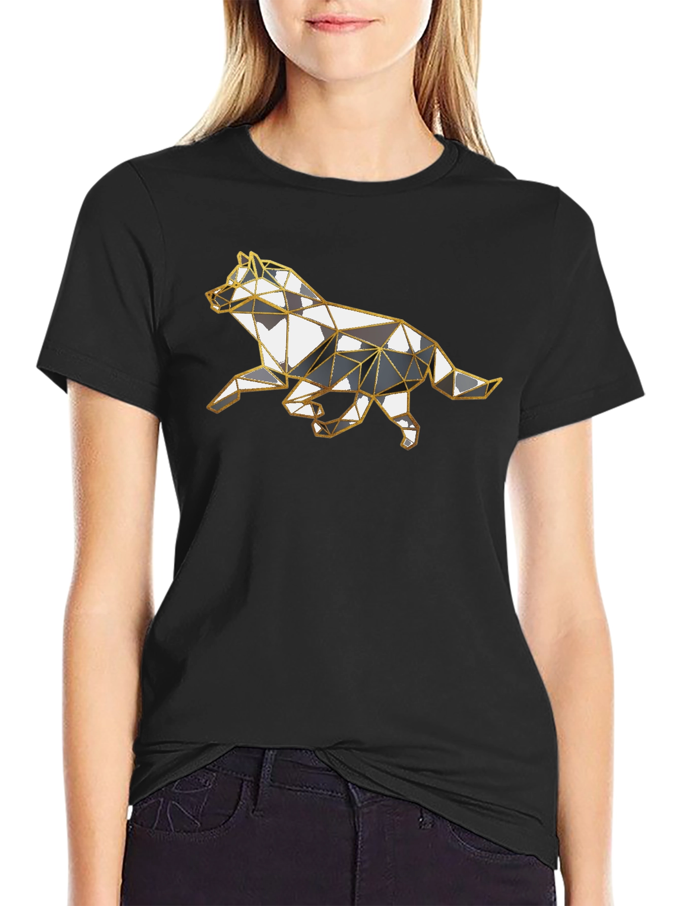 Geometric Wolf Graphic Tee - Stylish Animal Design