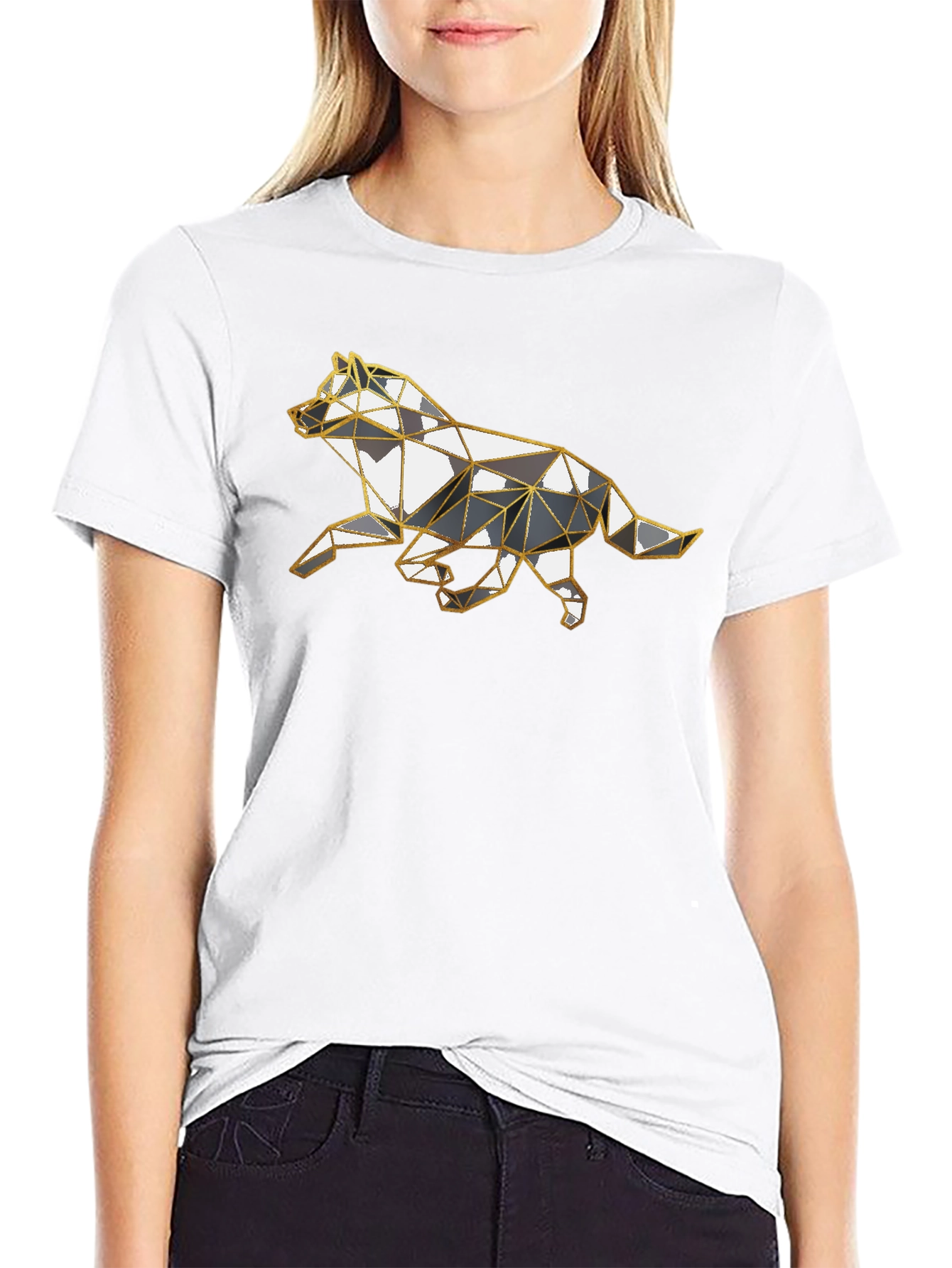 Geometric Wolf Graphic Tee - Stylish Animal Design