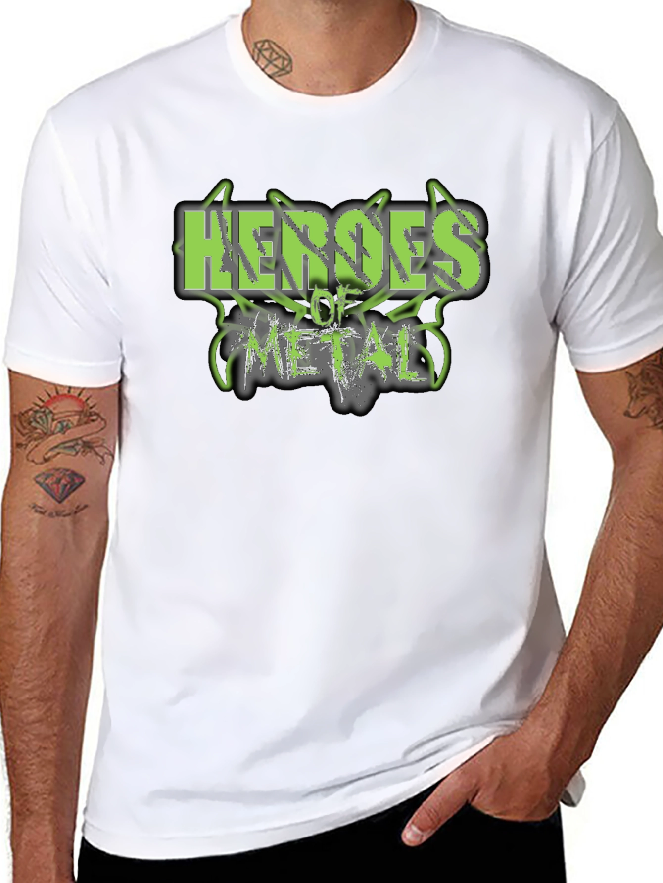 Heroes of Metal Graphic Print Black T-Shirt