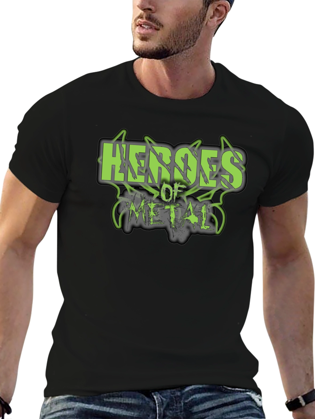 Heroes of Metal Graphic Print Black T-Shirt