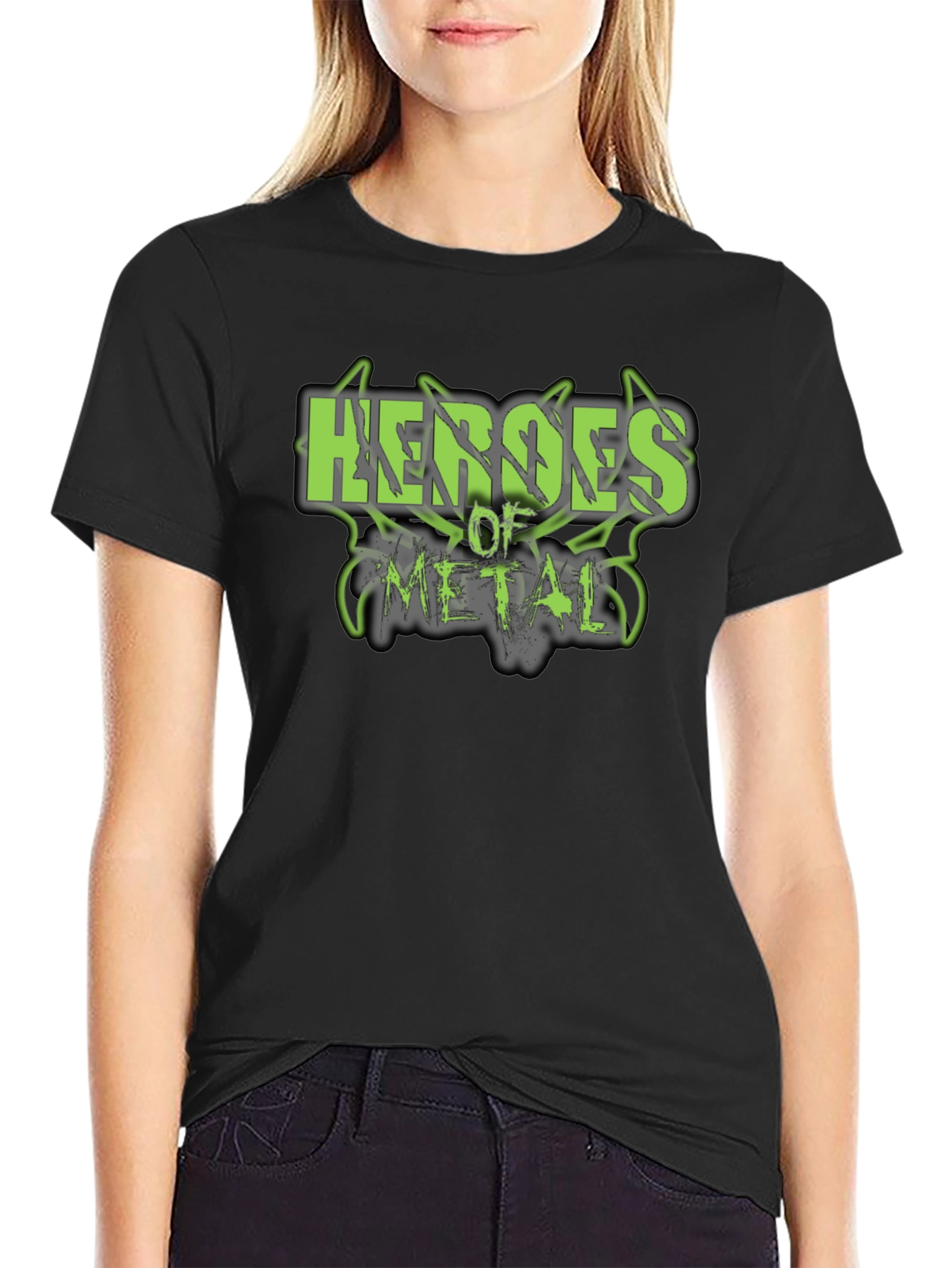 Heroes of Metal Graphic Print Black T-Shirt