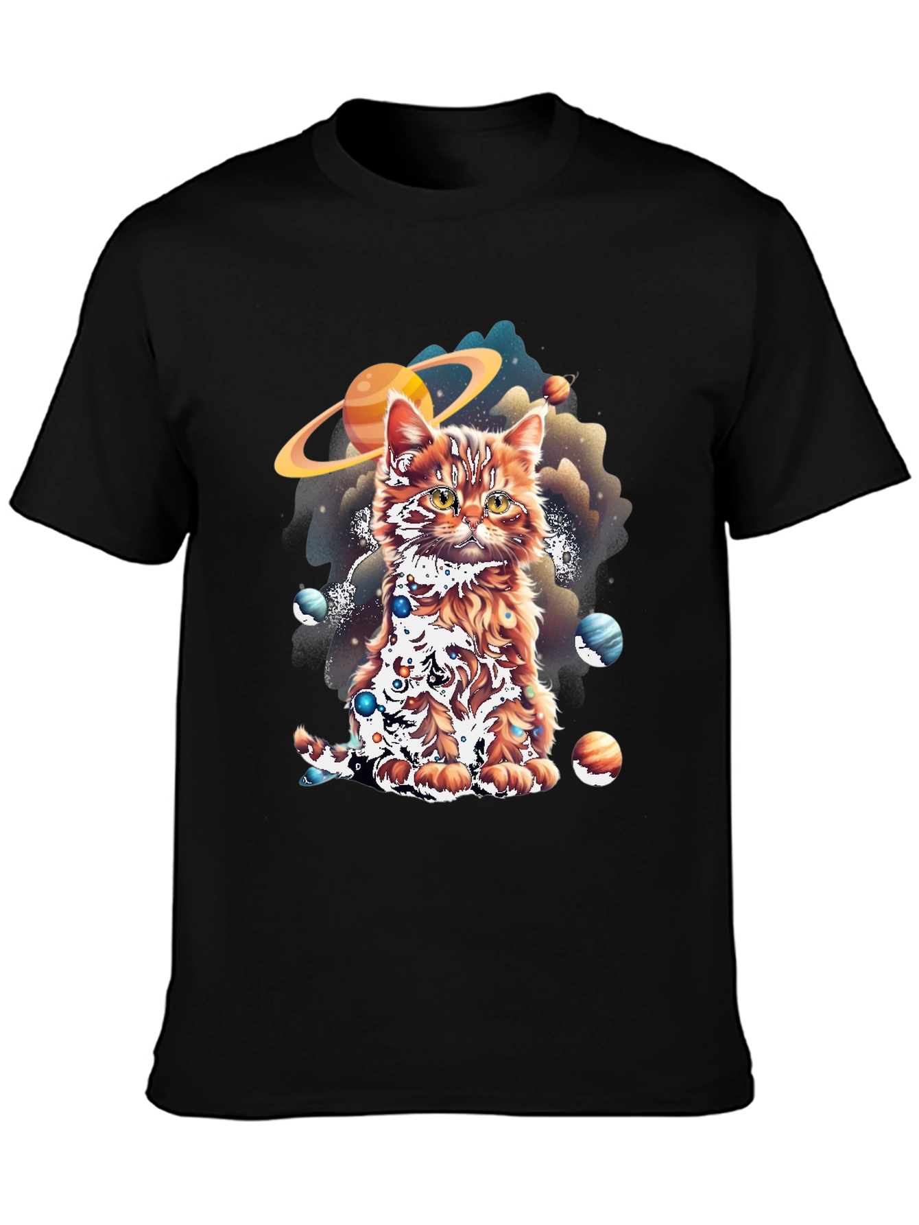 Cosmic Cat Graphic Tee - Black