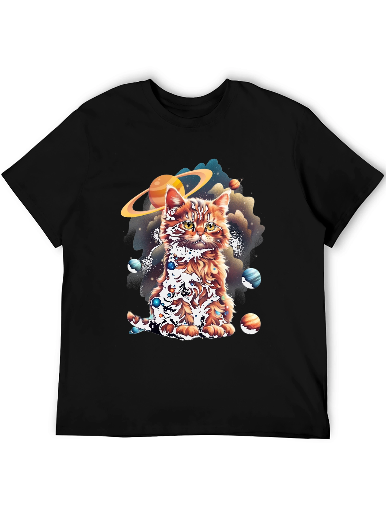 Cosmic Cat Graphic Tee - Black