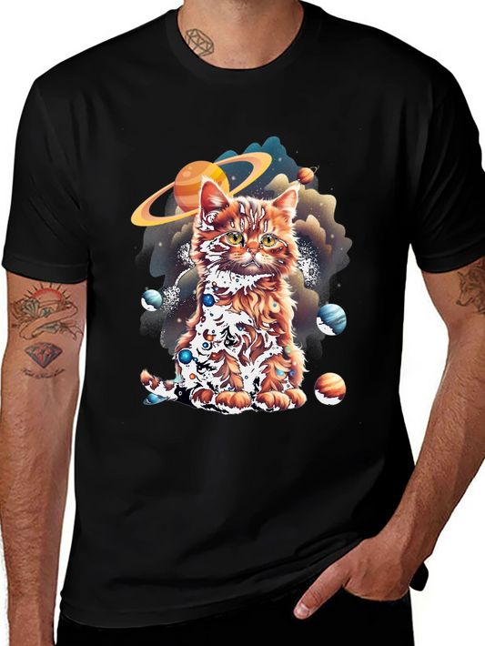 Cosmic Cat Graphic Tee - Black