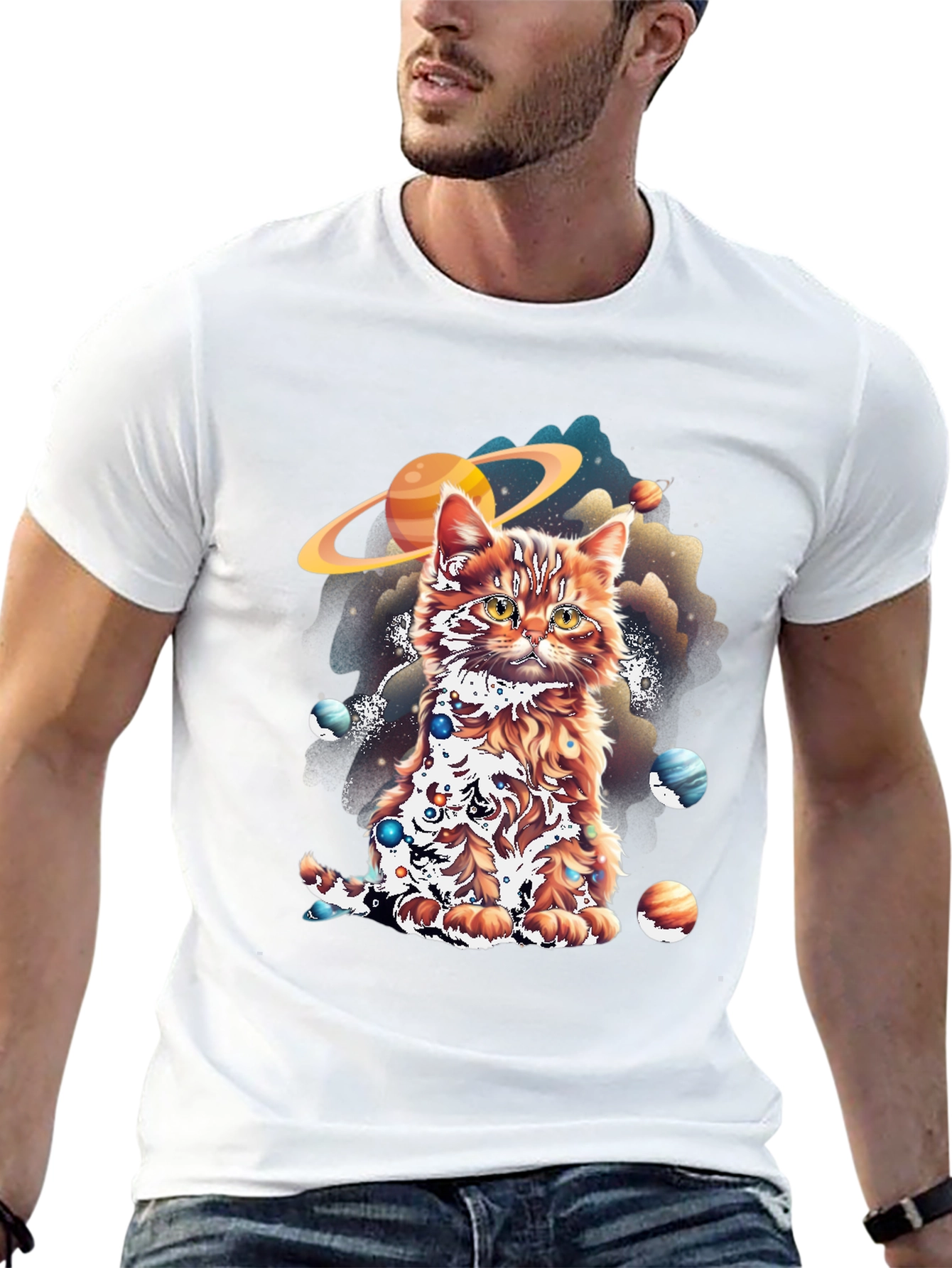 Cosmic Cat Graphic Tee - Black