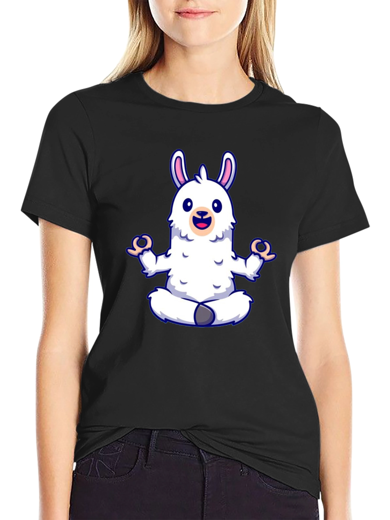Llama Yoga Black T-Shirt