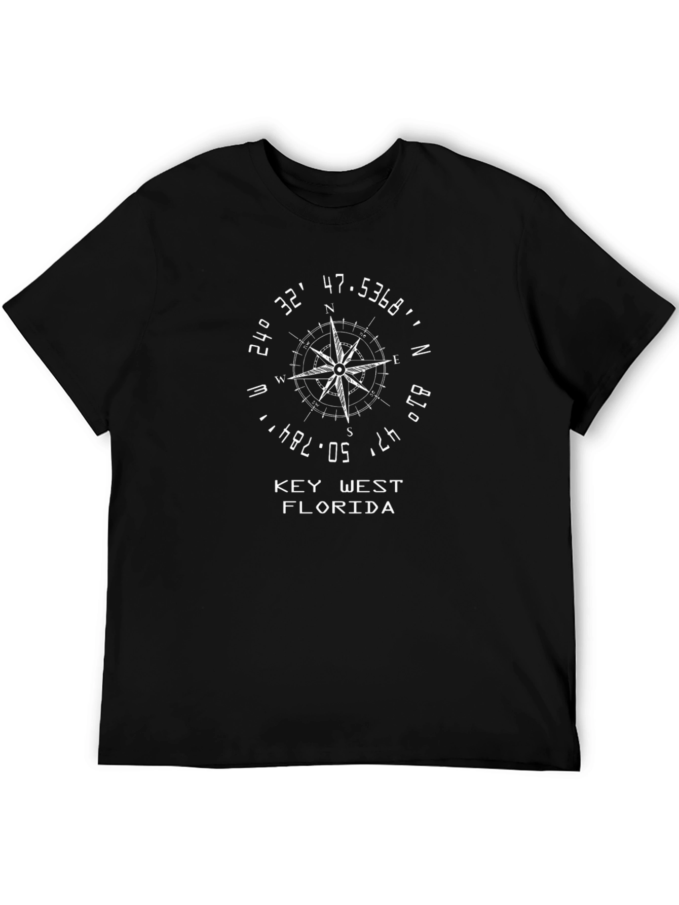 Key West Florida Compass Black T-Shirt