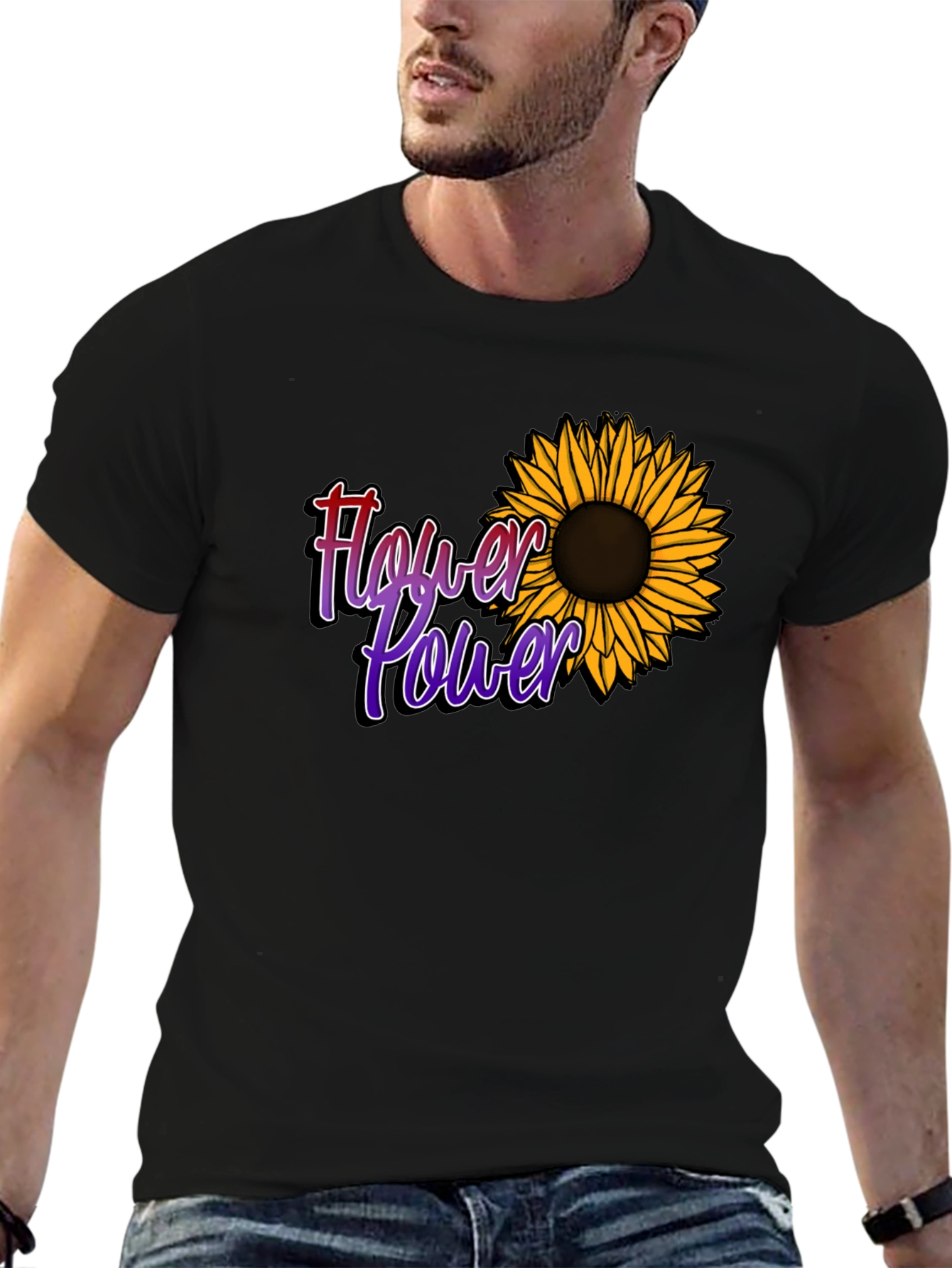 Flower Power Graphic Tee - Black