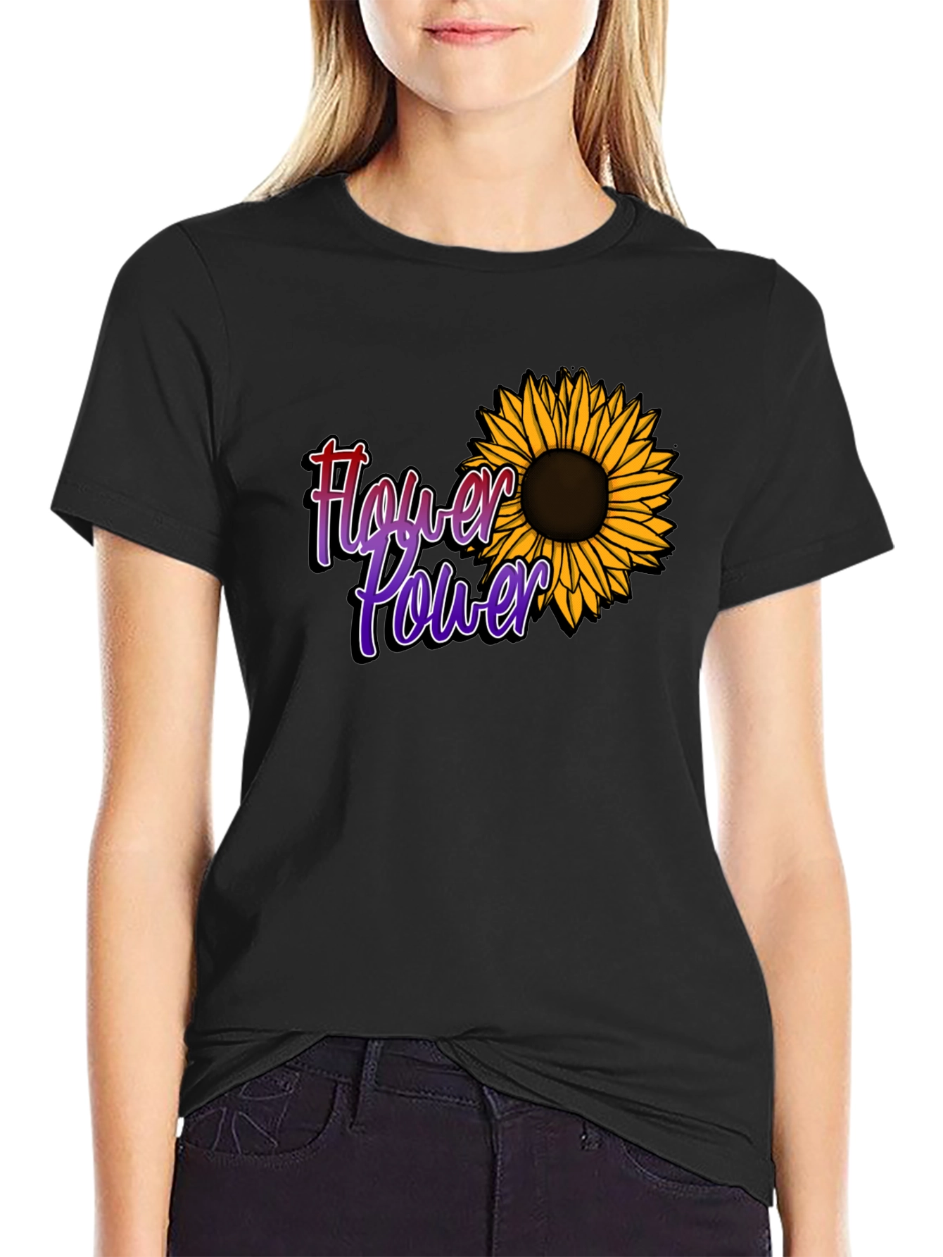 Flower Power Graphic Tee - Black