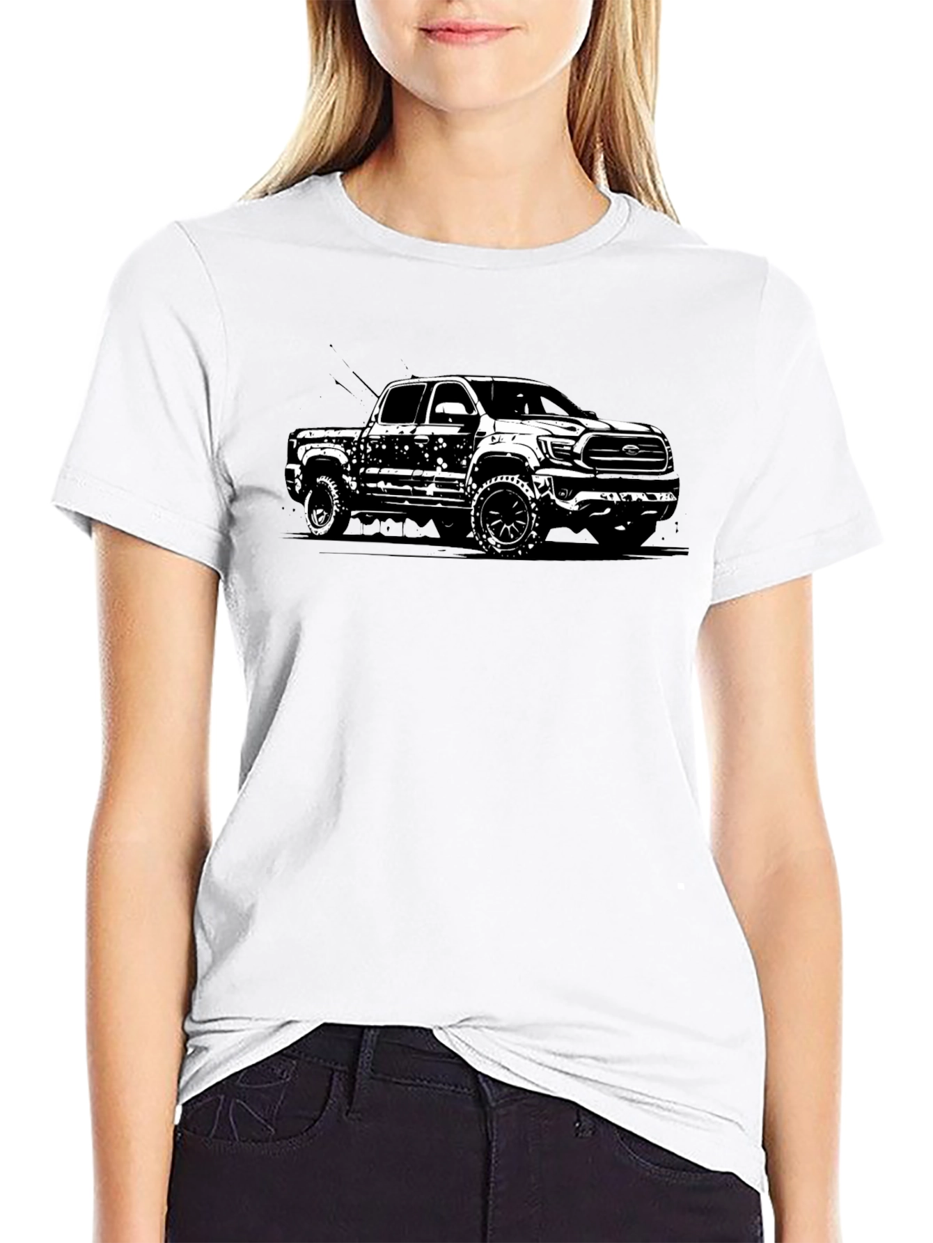 Truck Graphic Tee - Mens Black Cotton T-Shirt