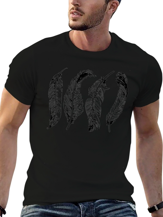 Feather Graphic Black T-Shirt - Casual Style