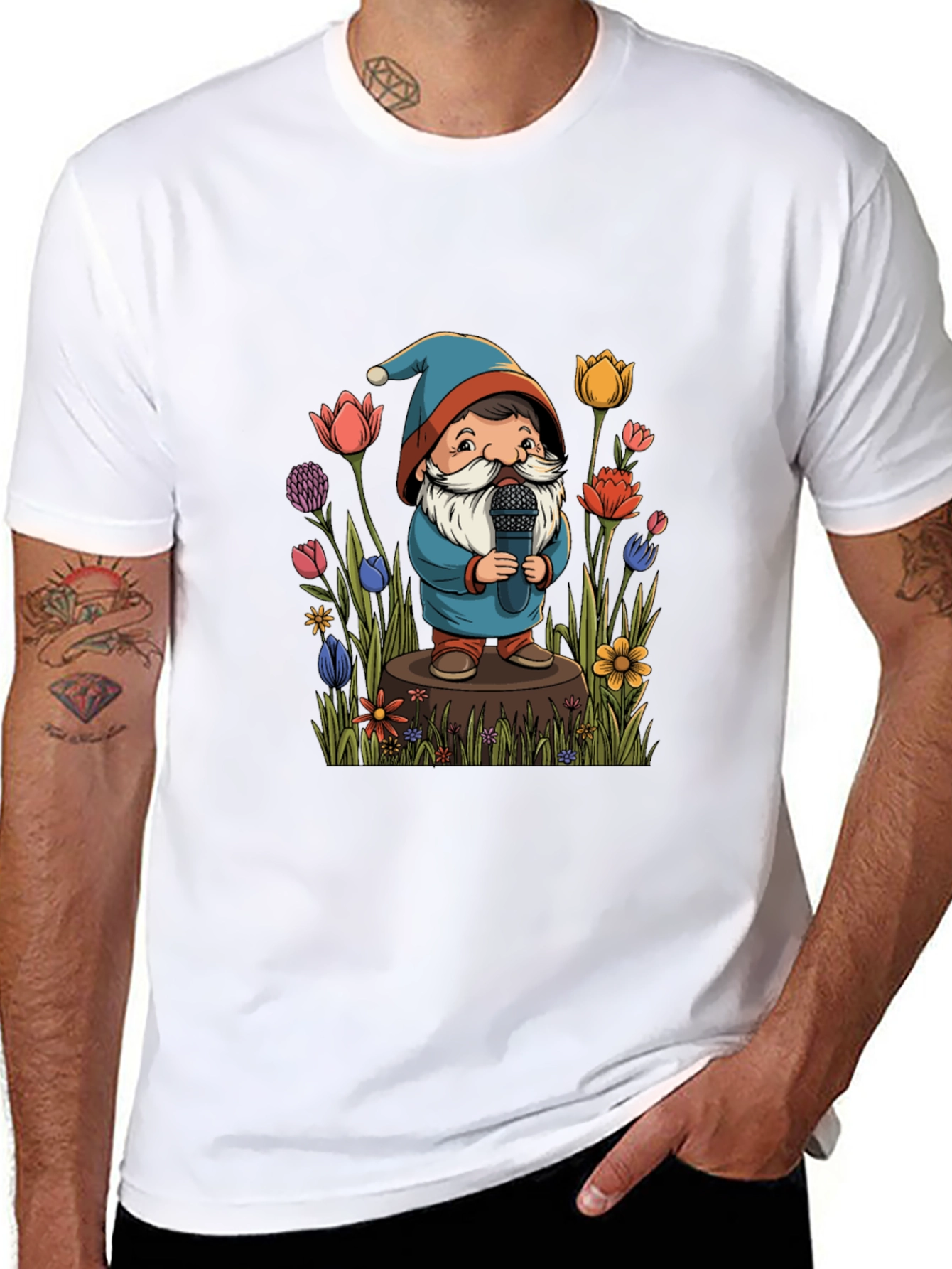 Singing Gnome Graphic Tee - Black Cotton Shirt