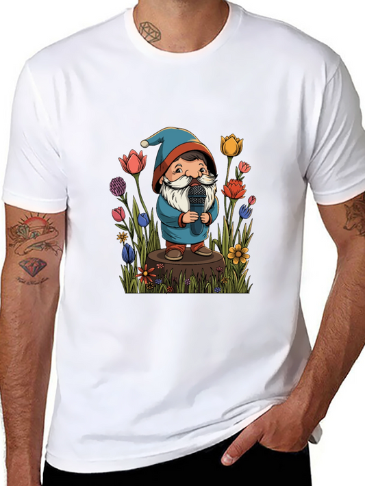 Singing Gnome Graphic Tee - Black Cotton Shirt