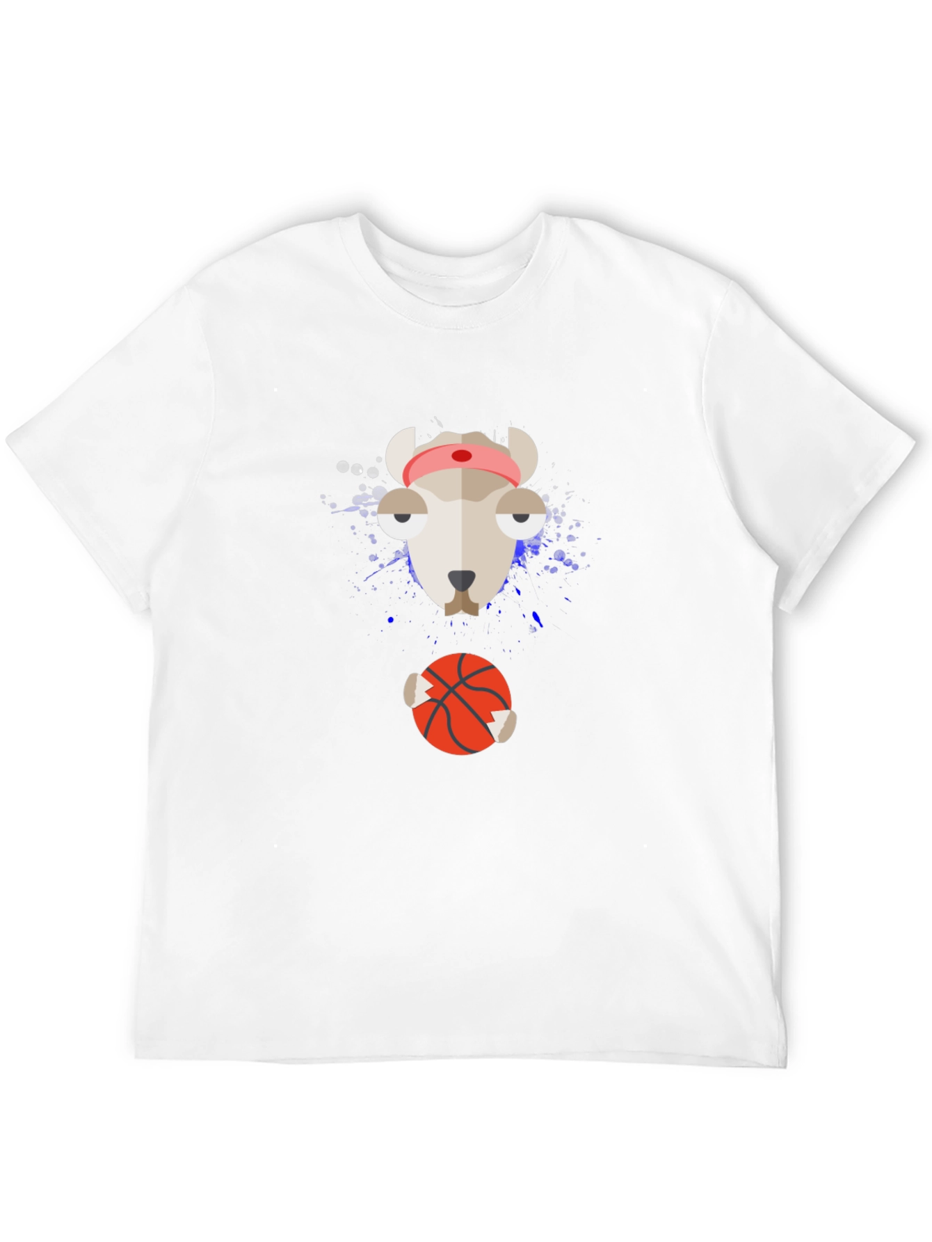 Funny Animal Basketball Graphic Tee - Black Cotton Shirt