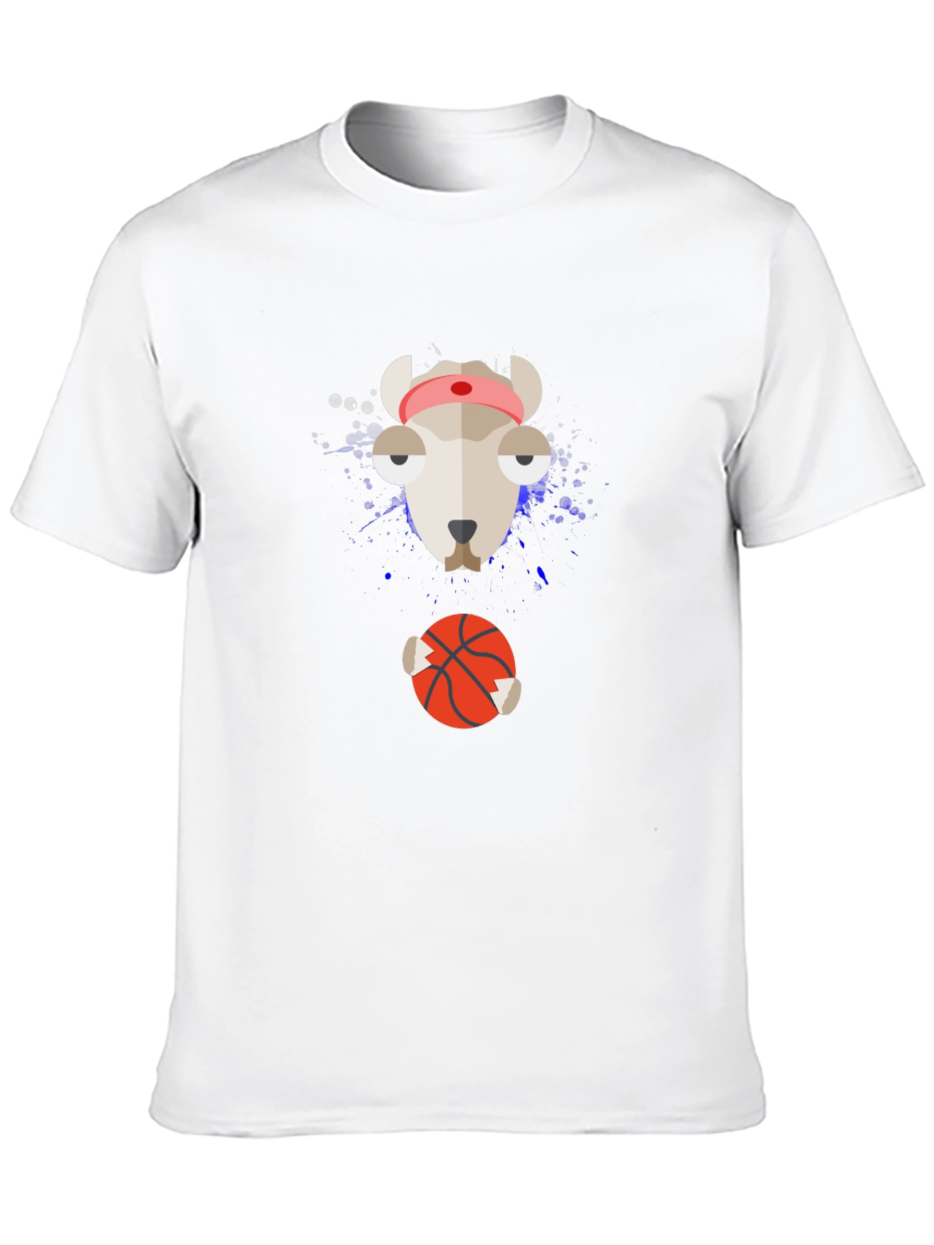 Funny Animal Basketball Graphic Tee - Black Cotton Shirt