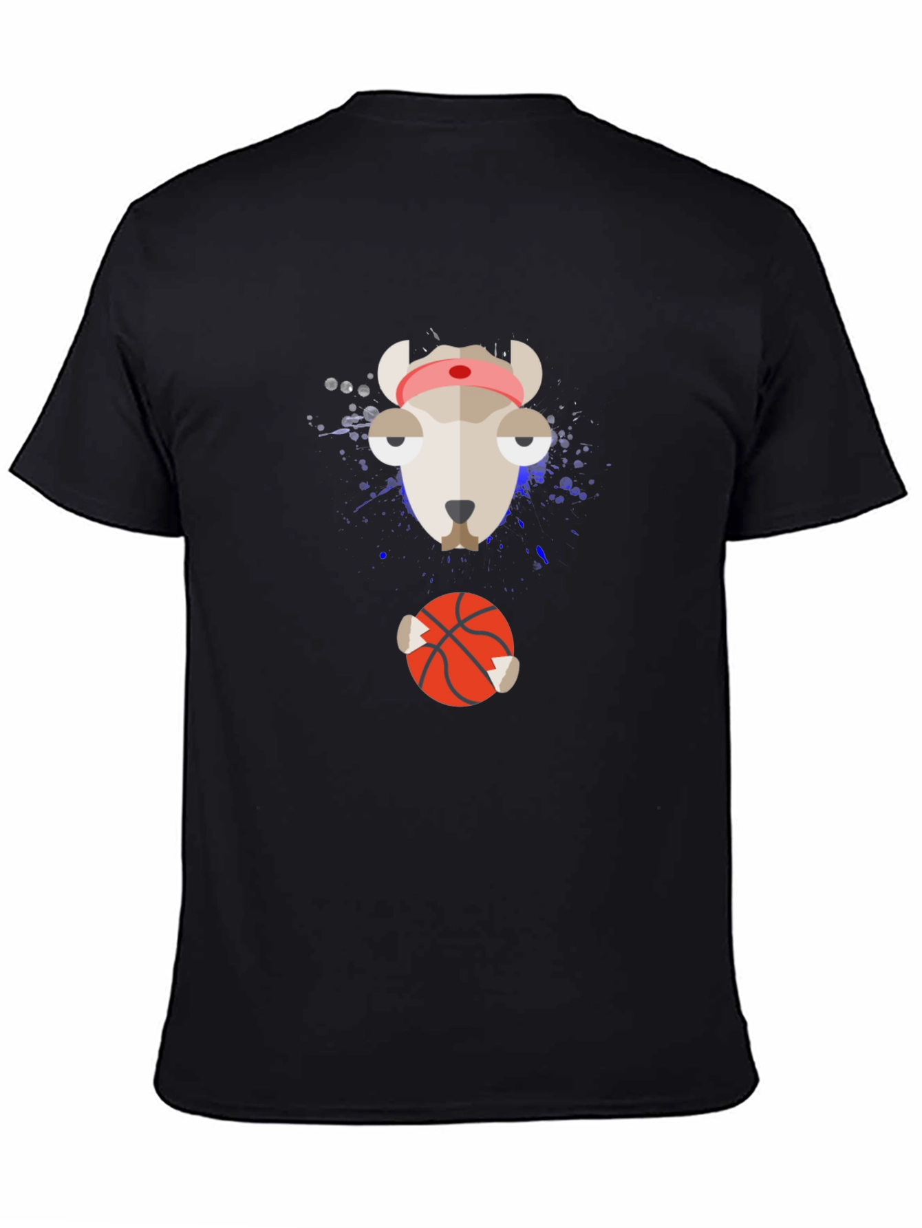 Funny Animal Basketball Graphic Tee - Black Cotton Shirt