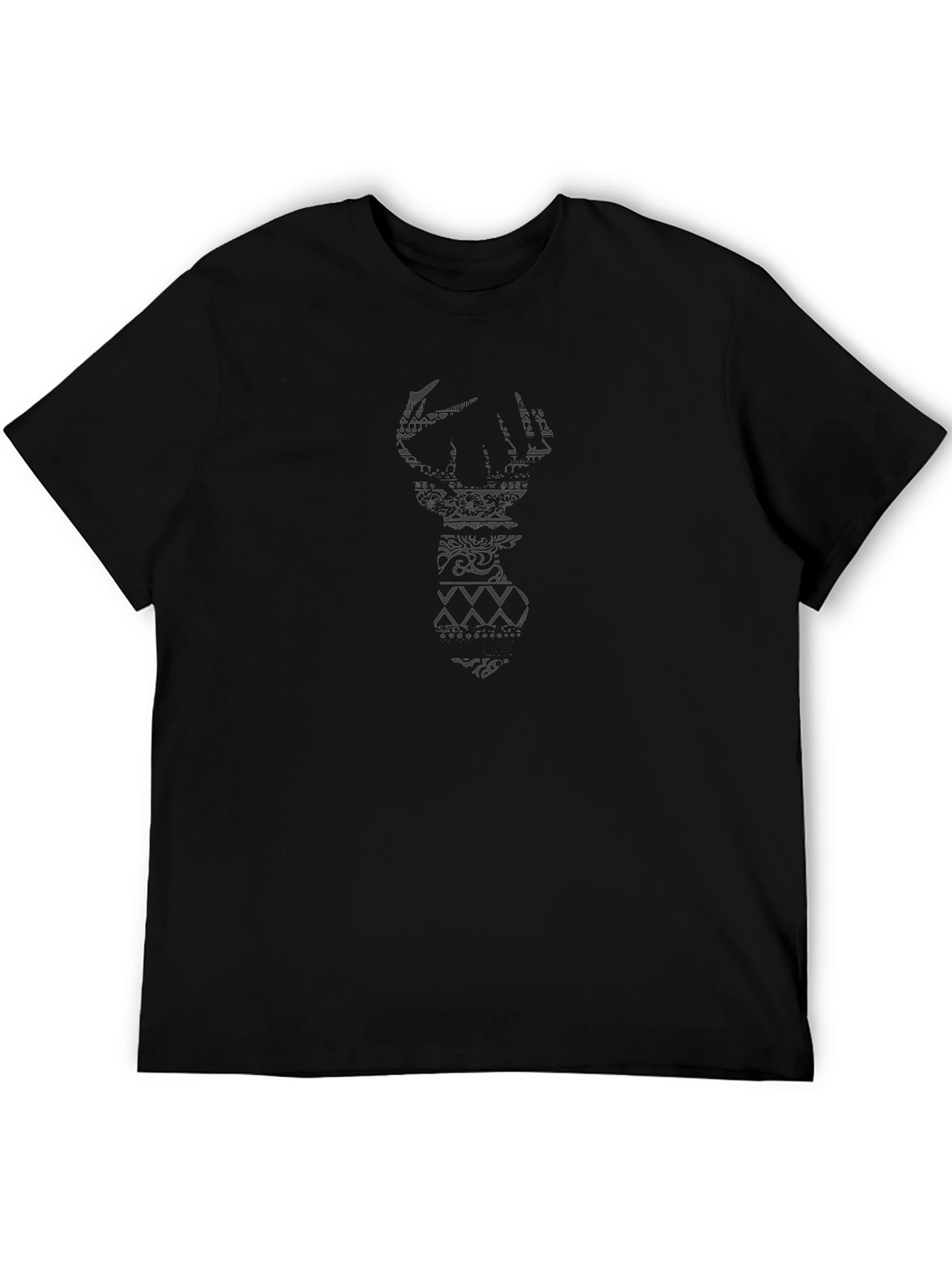 Mens Black Graphic Print Tee - Unique Design