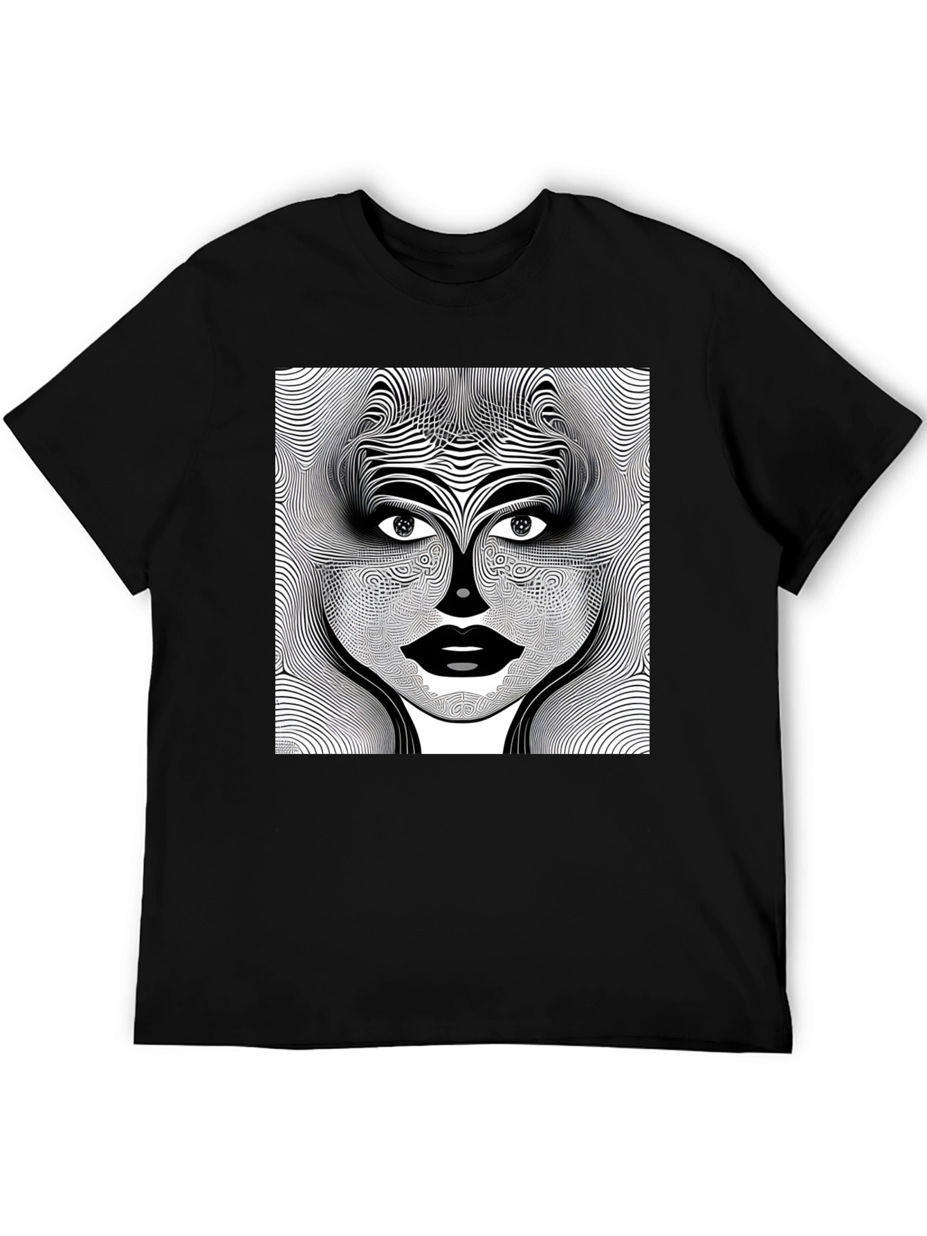 Abstract Face Graphic Print Crew Neck T-Shirt