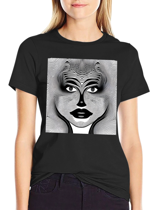 Abstract Face Graphic Print Crew Neck T-Shirt
