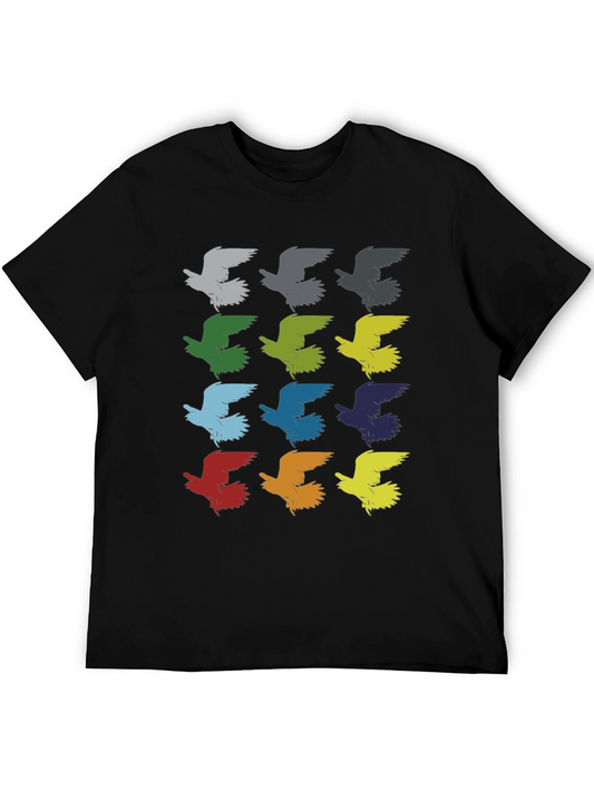Colorful Bird Pattern Graphic T-Shirt