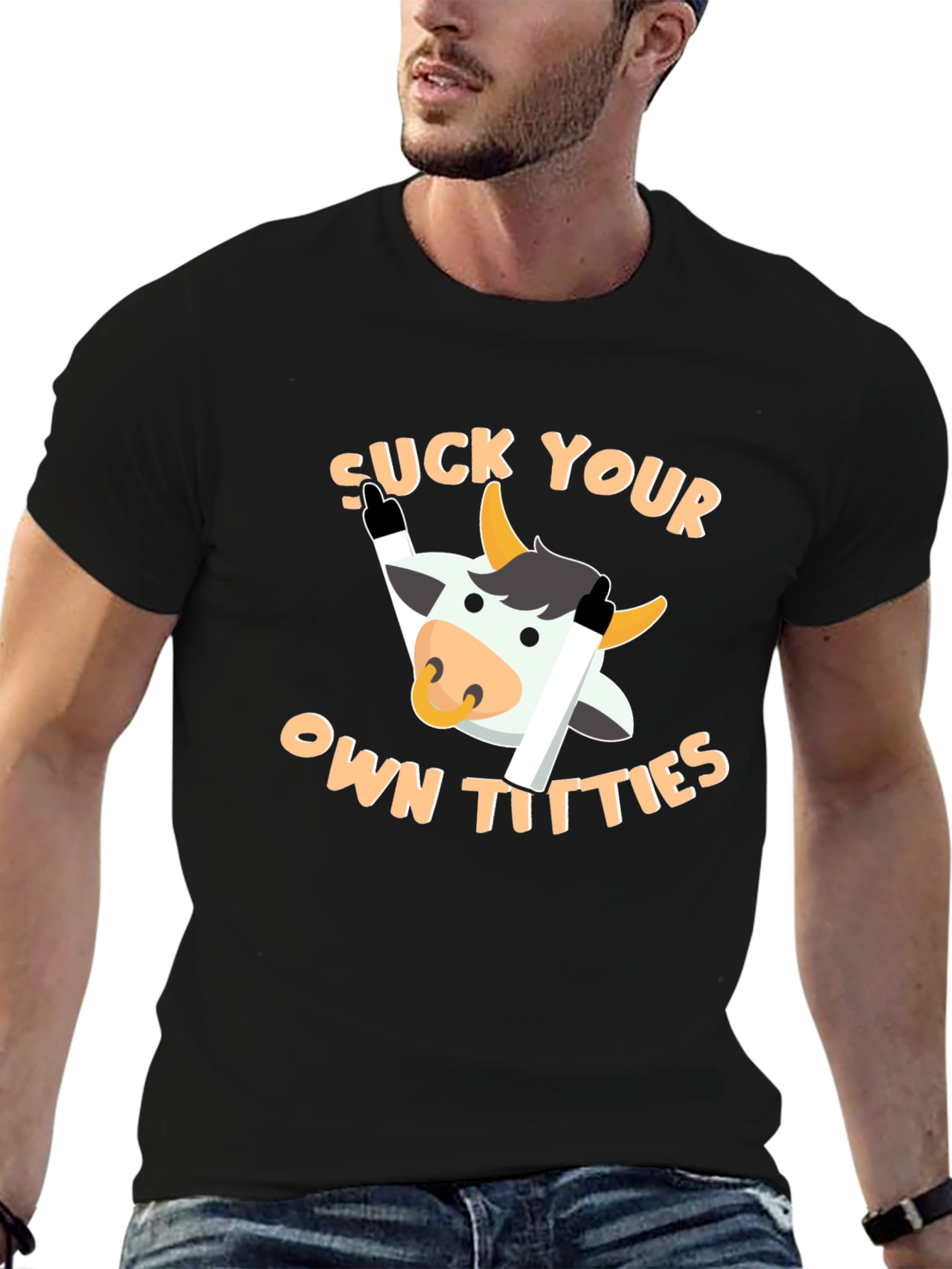 Funny Cow Graphic T-Shirt - Suck Your Own Titties
