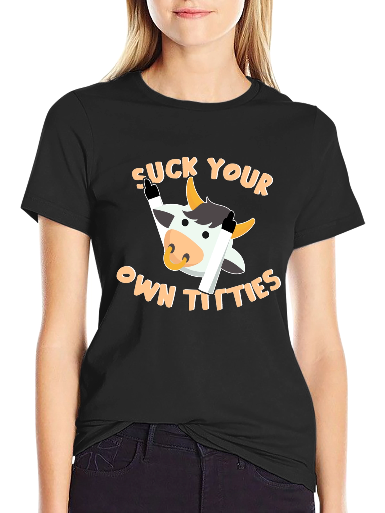 Funny Cow Graphic T-Shirt - Suck Your Own Titties