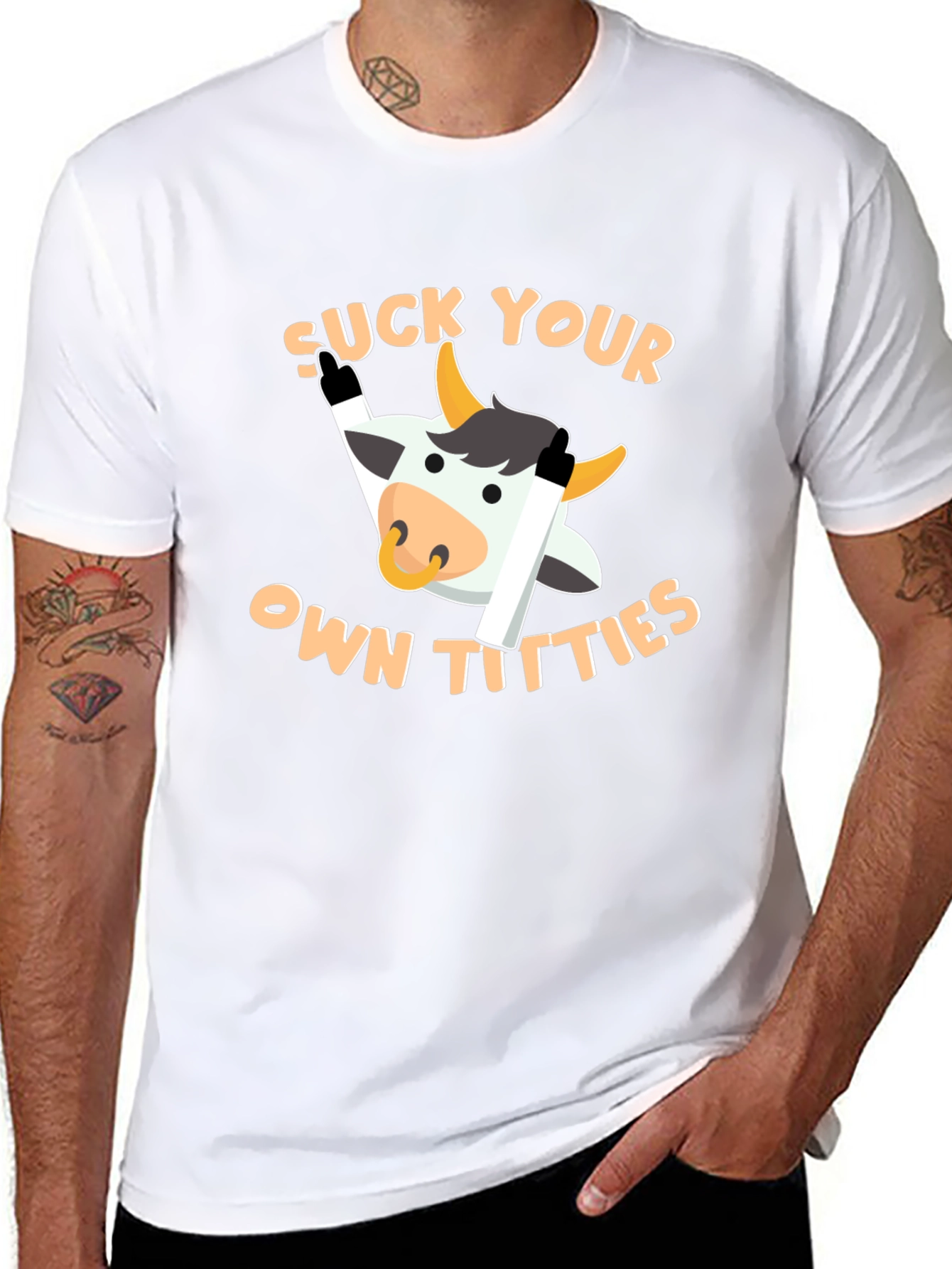 Funny Cow Graphic T-Shirt - Suck Your Own Titties