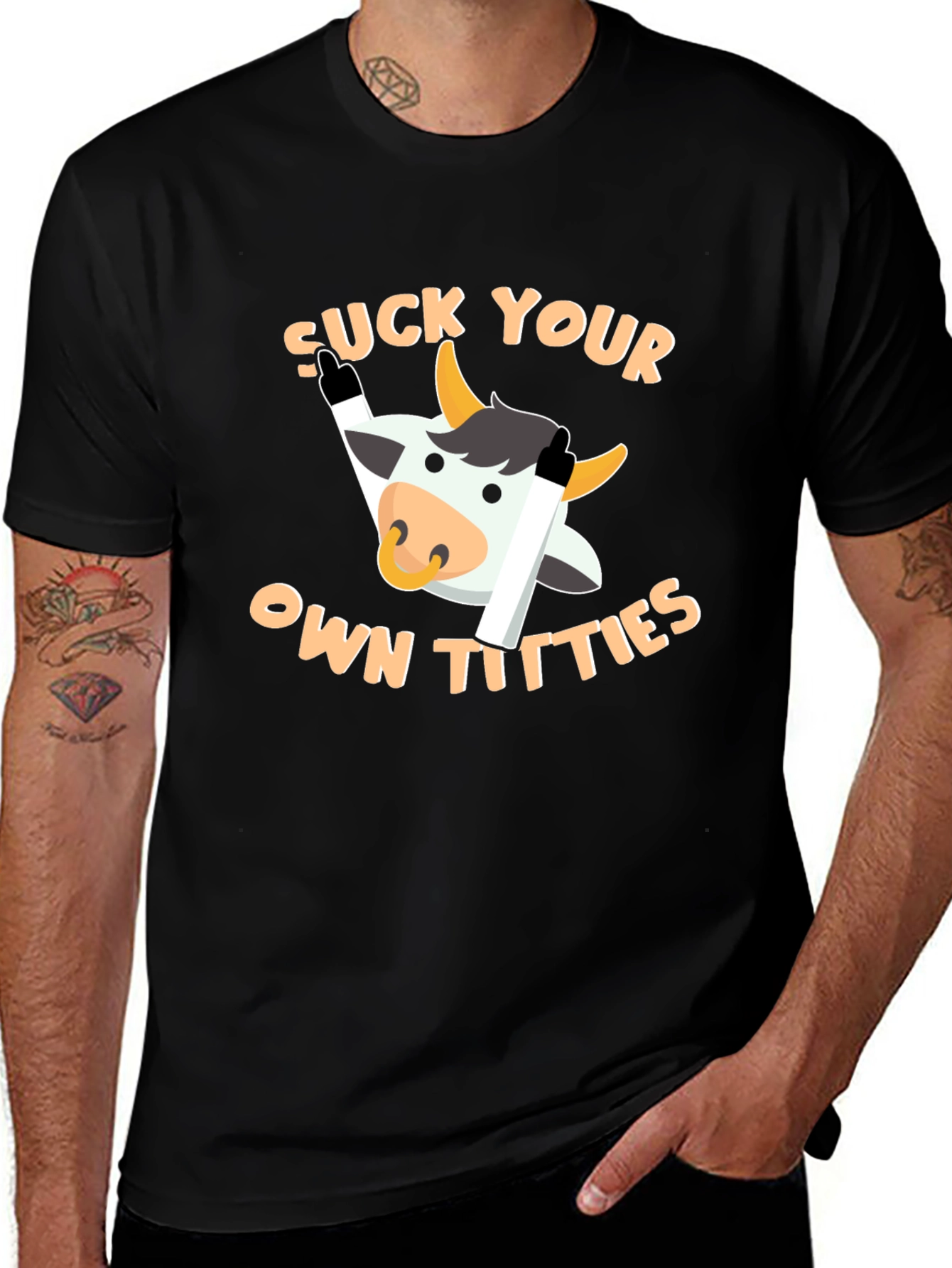 Funny Cow Graphic T-Shirt - Suck Your Own Titties