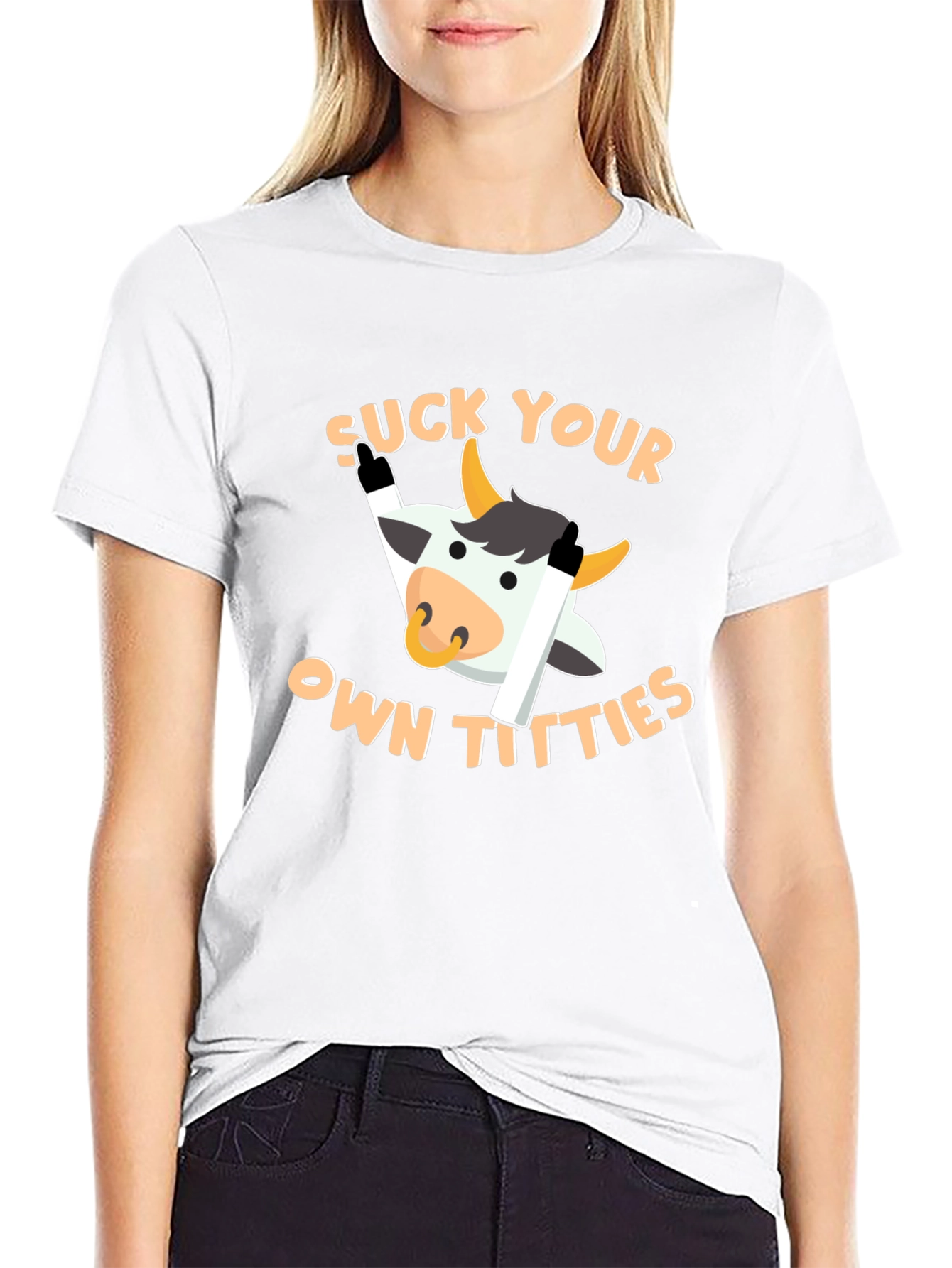 Funny Cow Graphic T-Shirt - Suck Your Own Titties