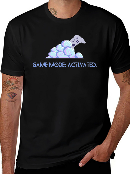 Game Mode Activated Black T-Shirt - Pixel Art