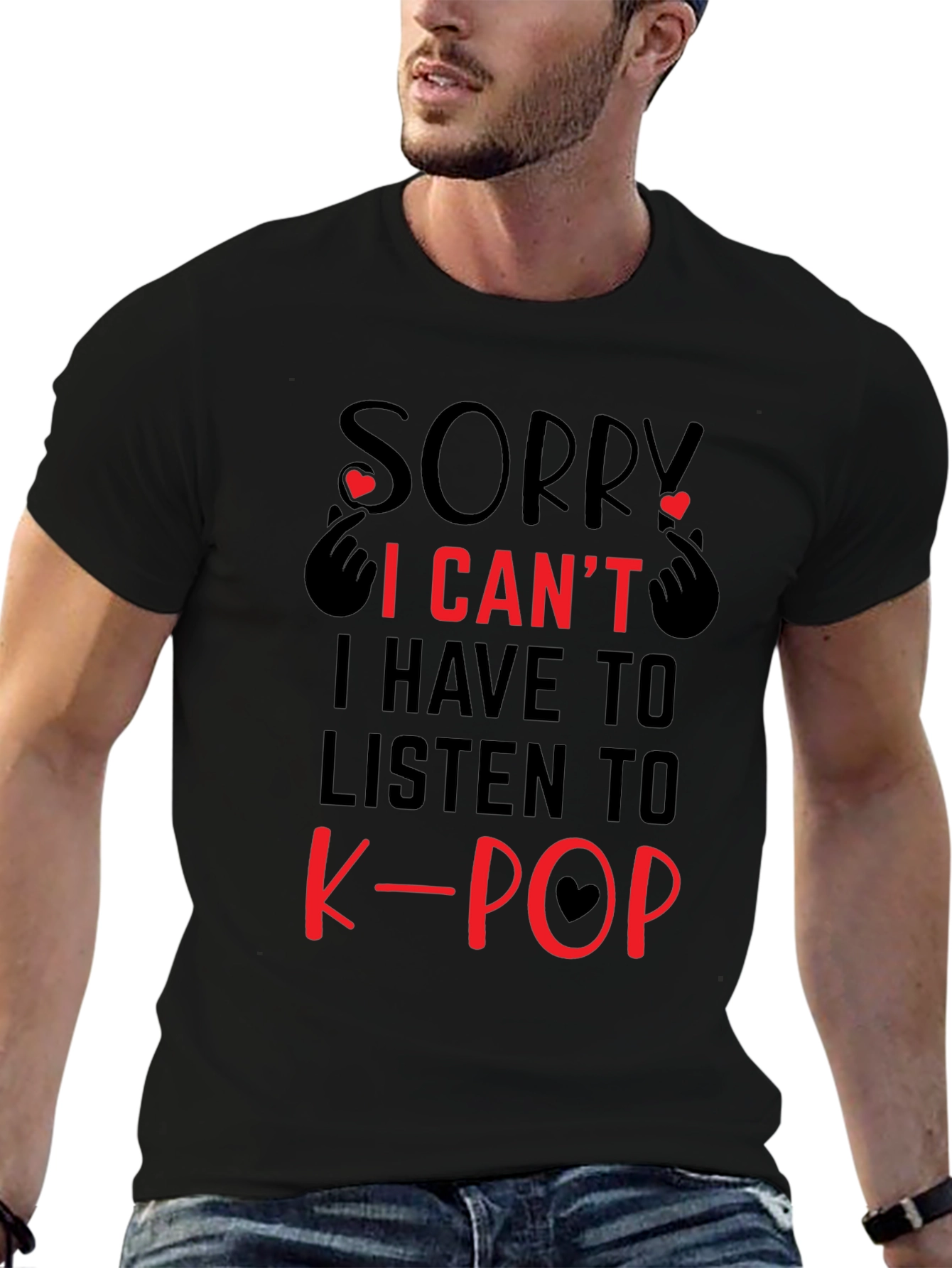 Sorry I Cant K-Pop Black T-Shirt