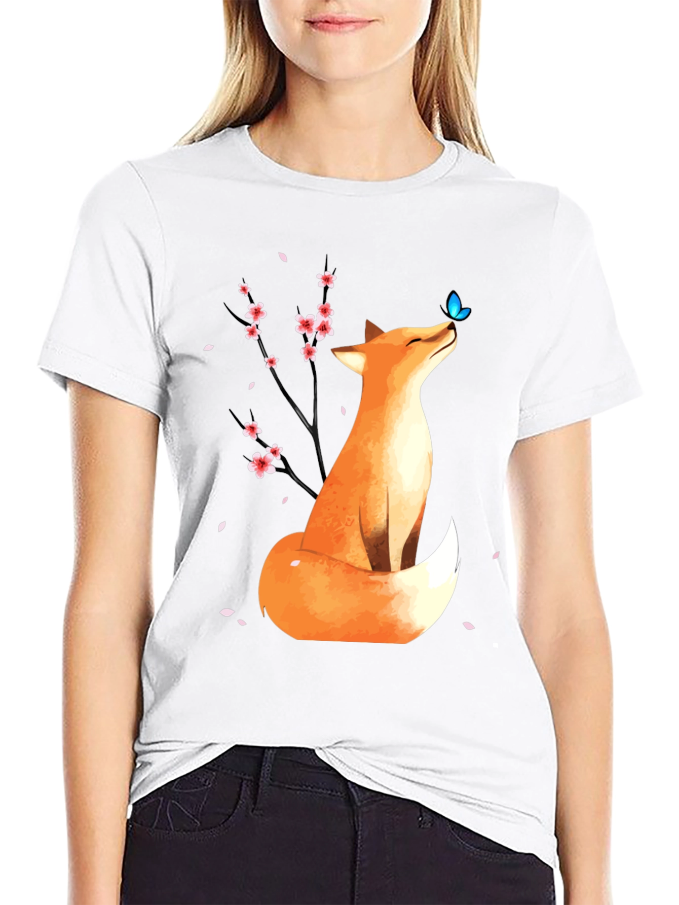 Fox and Butterfly Graphic Tee