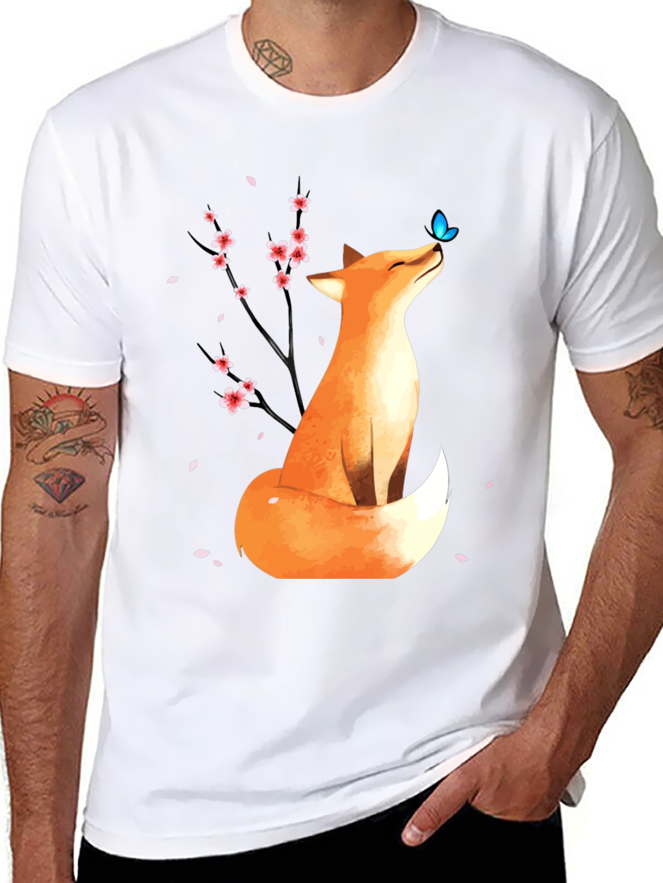 Fox and Butterfly Graphic Tee